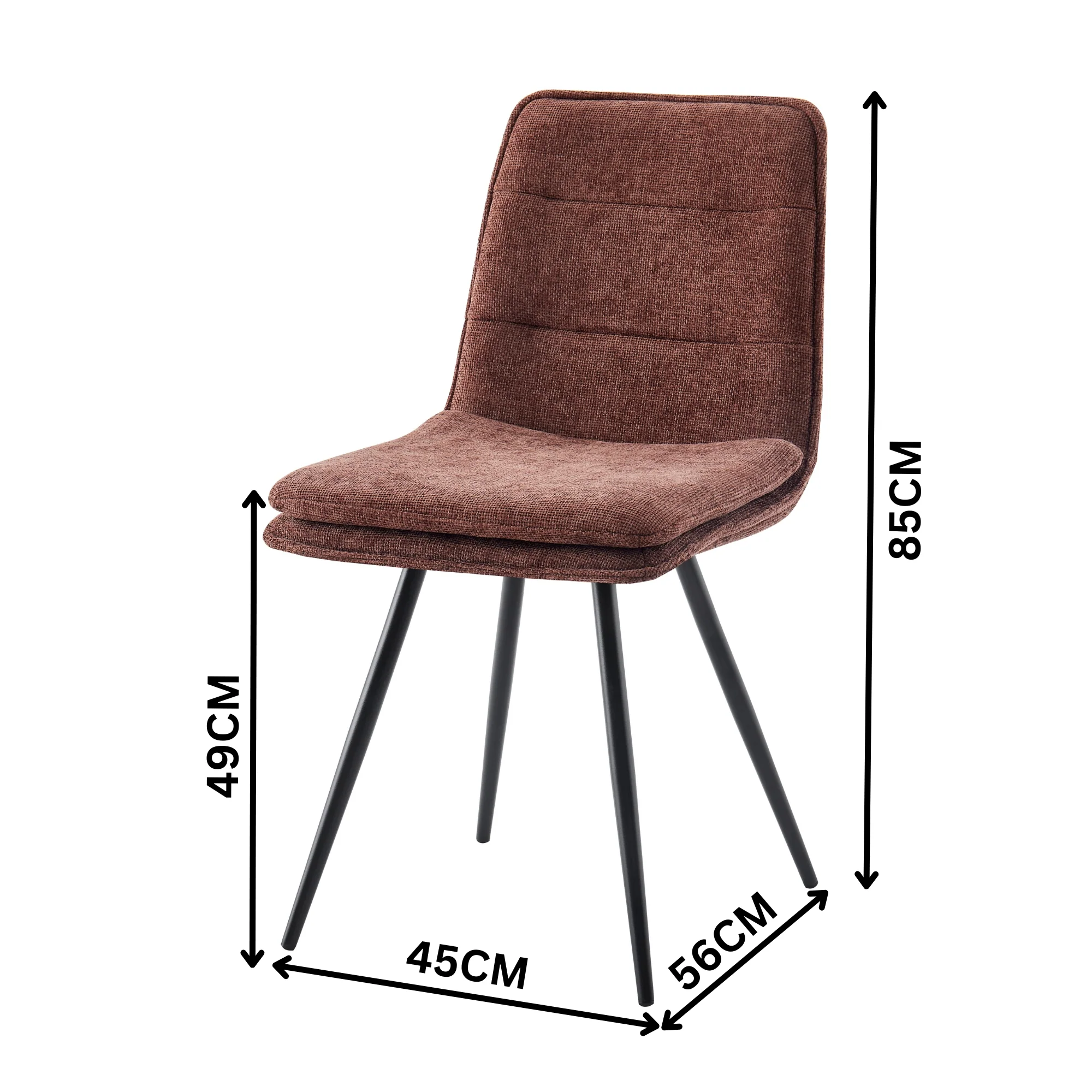 Rafelle 7pc Dining Table Set Sintered Stone Top 6 Fabric Brown Chair - Image 5