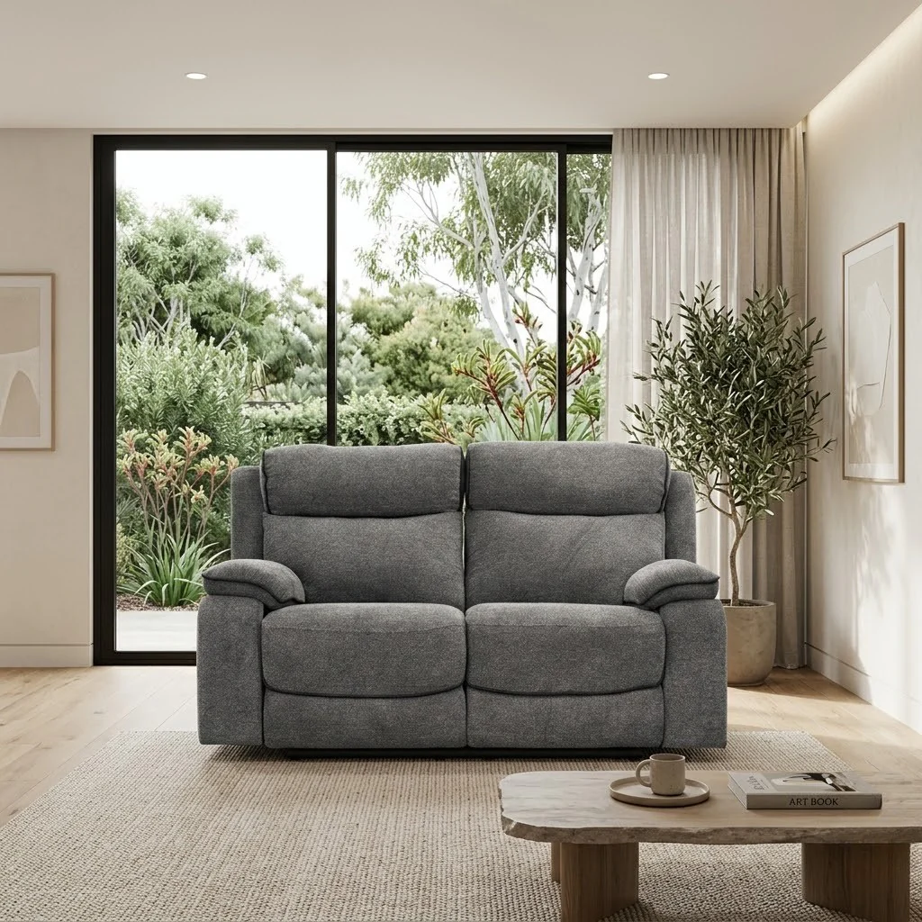 Randy 2 Seater Fabric Electric Recliner Lounge Dante Grey