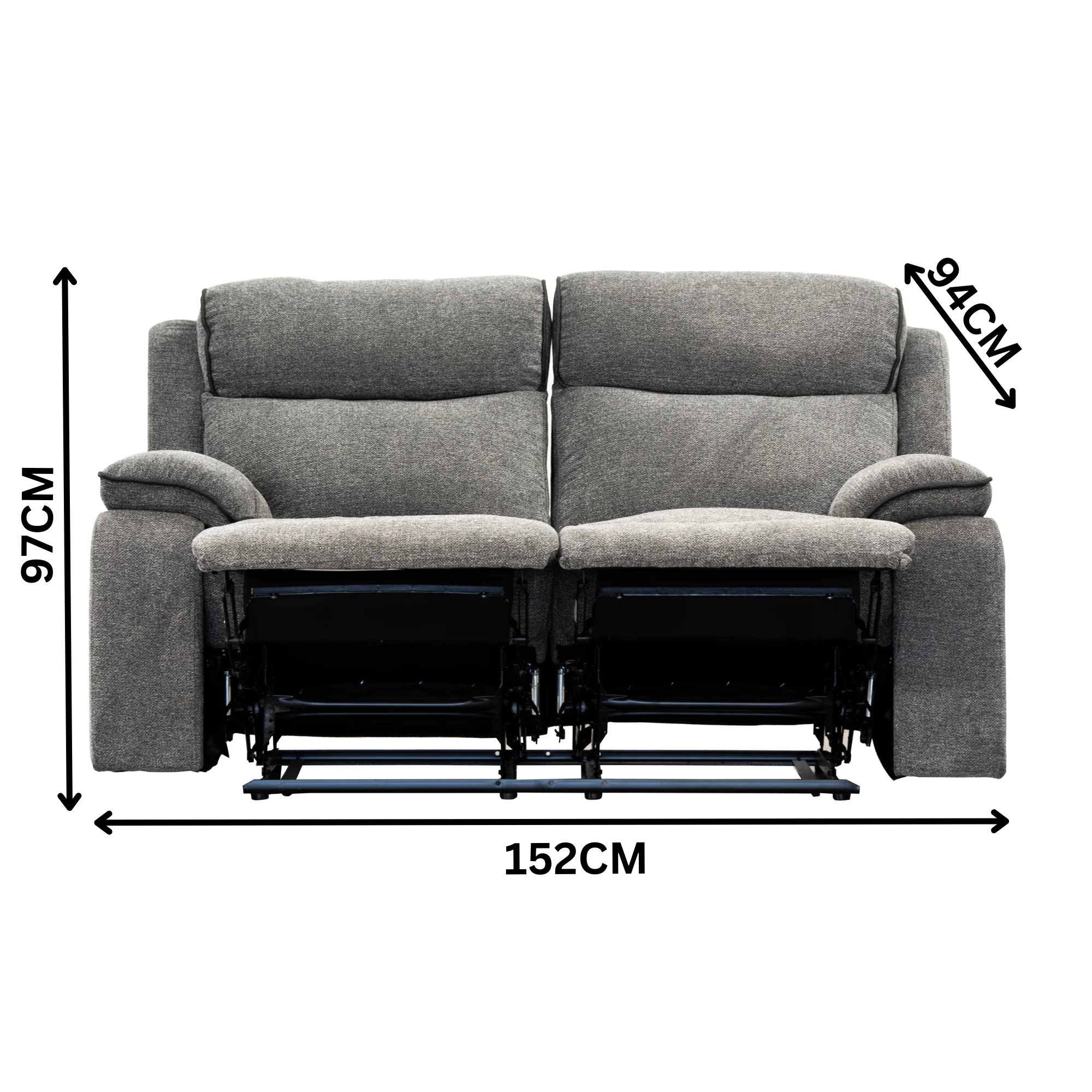 Randy 2 Seater Fabric Electric Recliner Lounge Dante Grey - Image 3