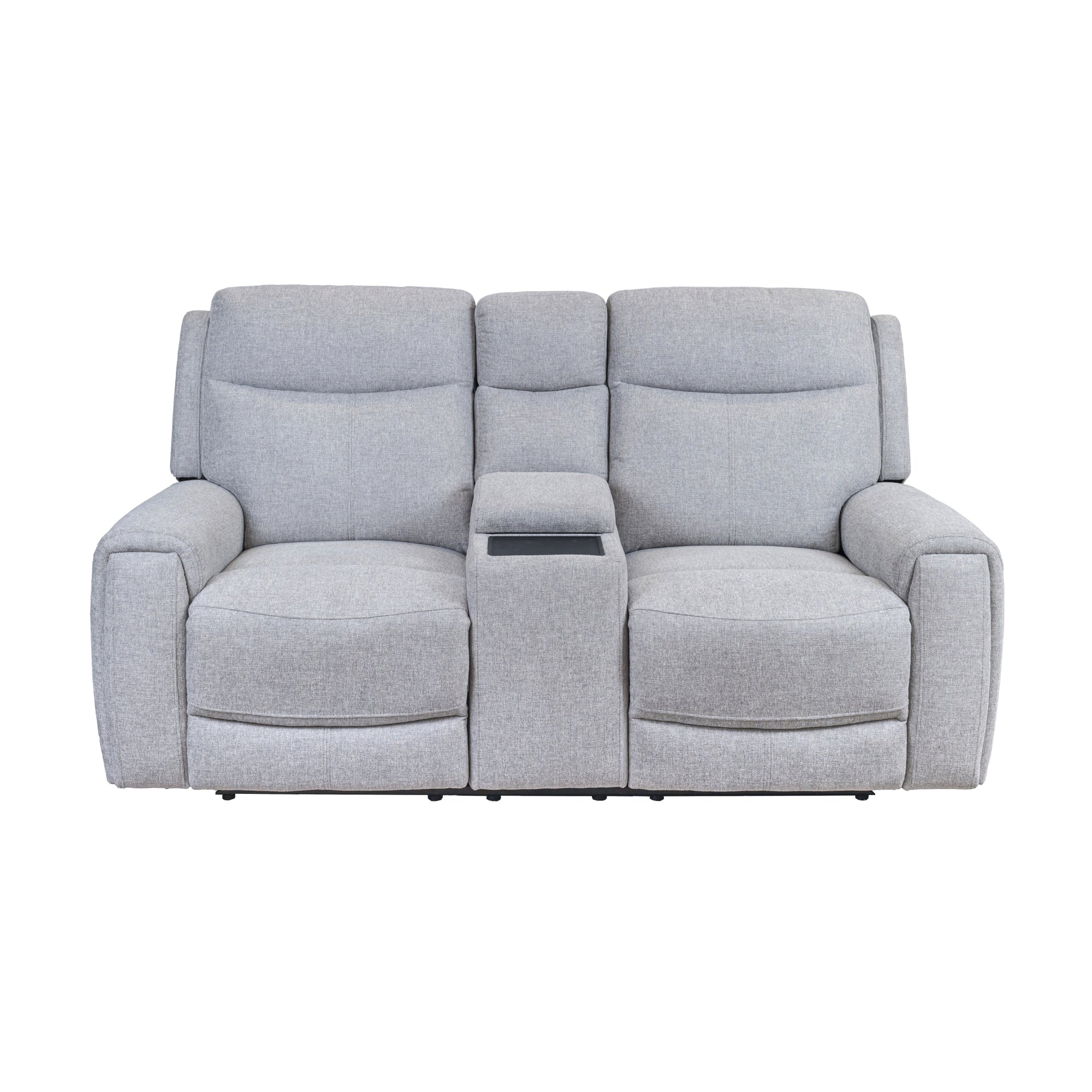 Regal 2 Seater Electric Recliner Fabric Console Lounge Light Grey - Image 2
