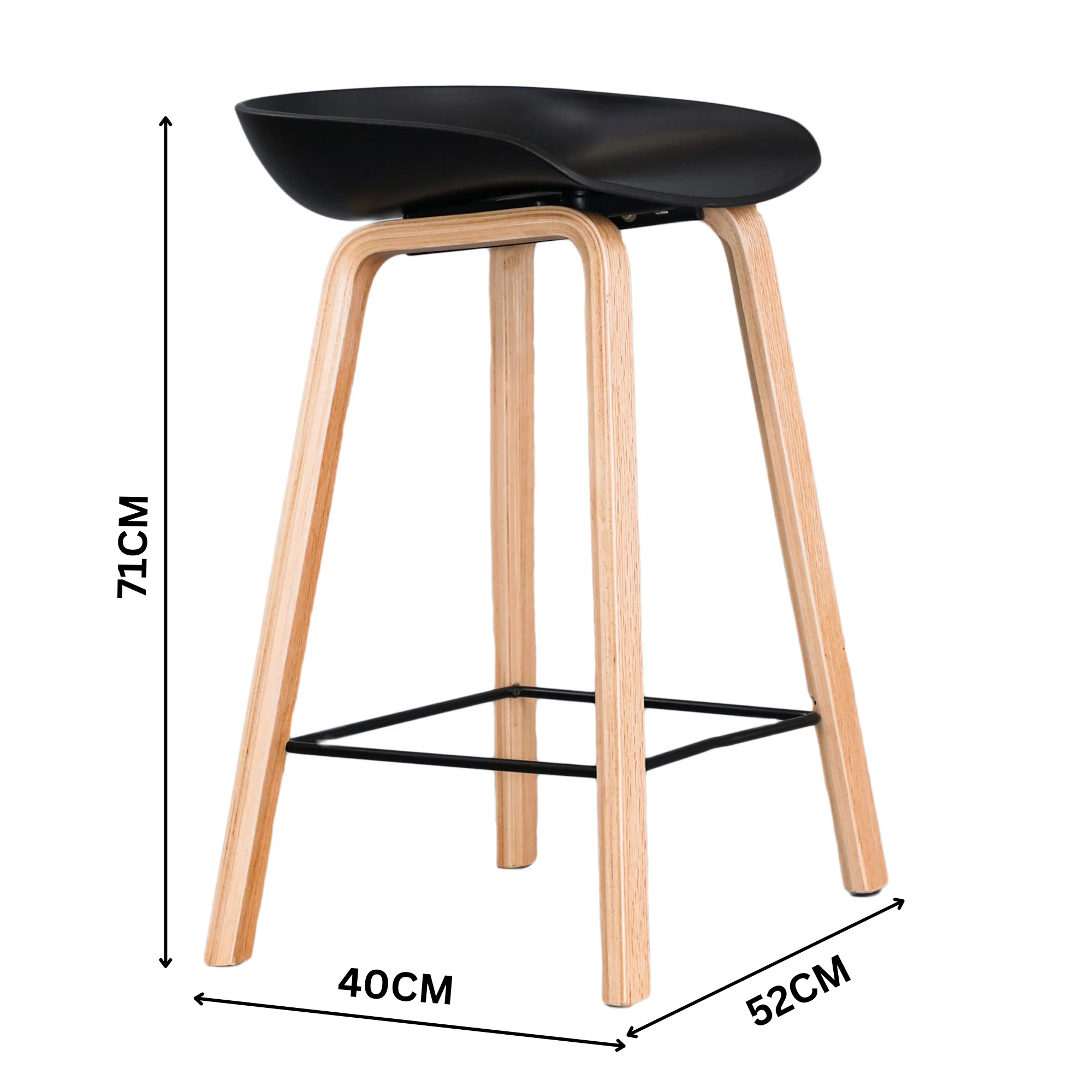 Replica Hay Set of 2 Bar Stool Seat Black Oak - Image 3