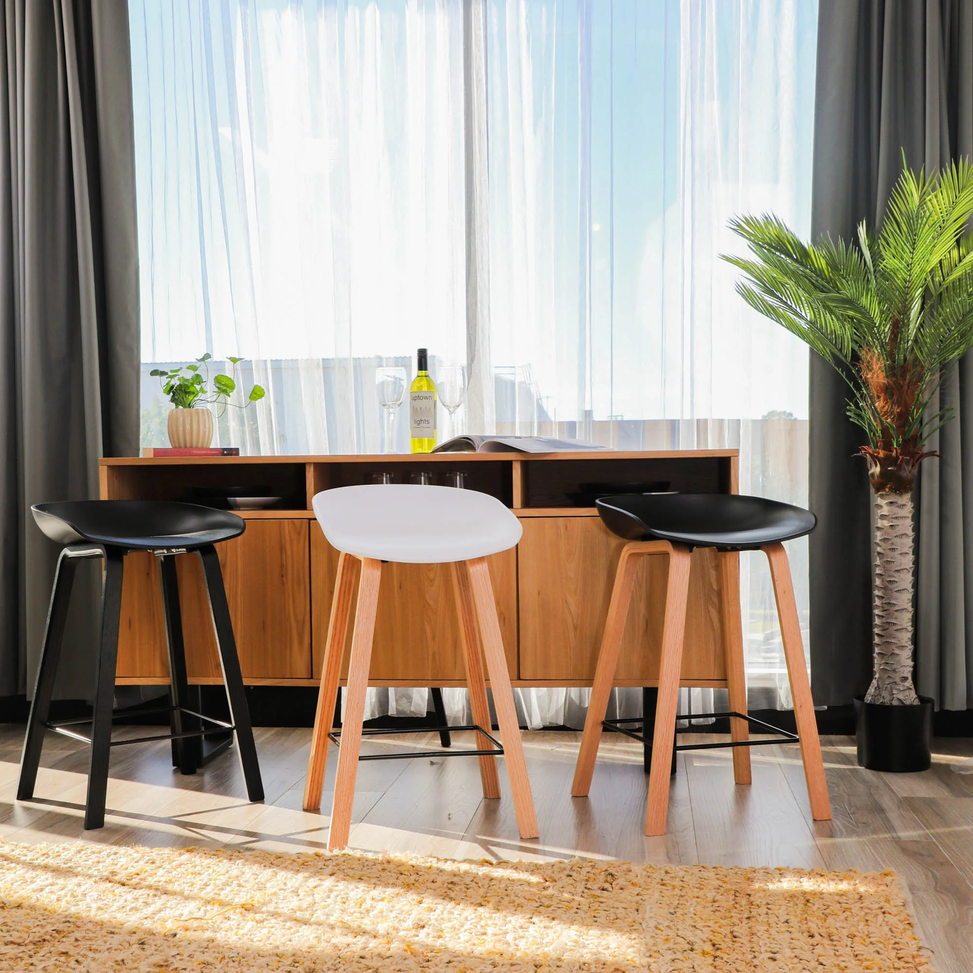 Replica Hay Set of 2 Bar Stool Seat Black Oak - Image 8