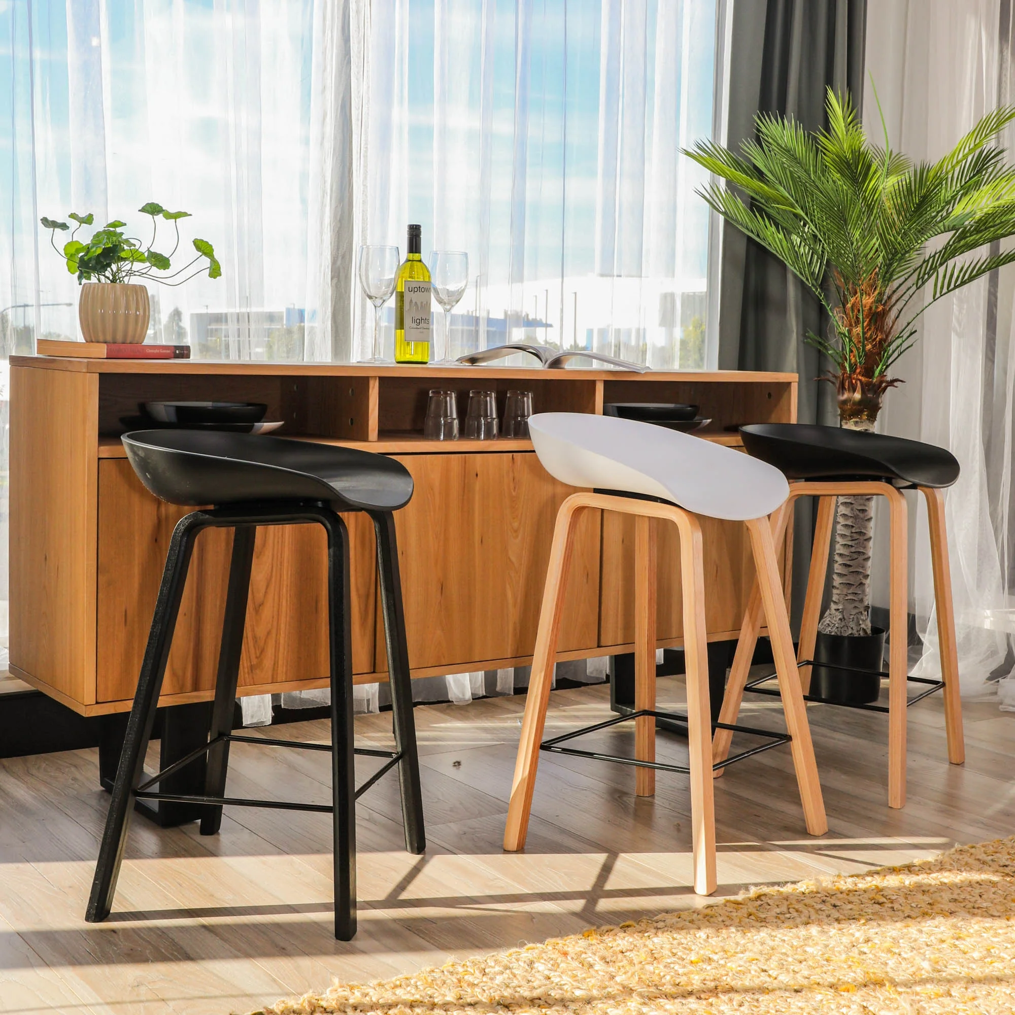 Replica Hay Set of 2 Bar Stool Seat Black - Image 2