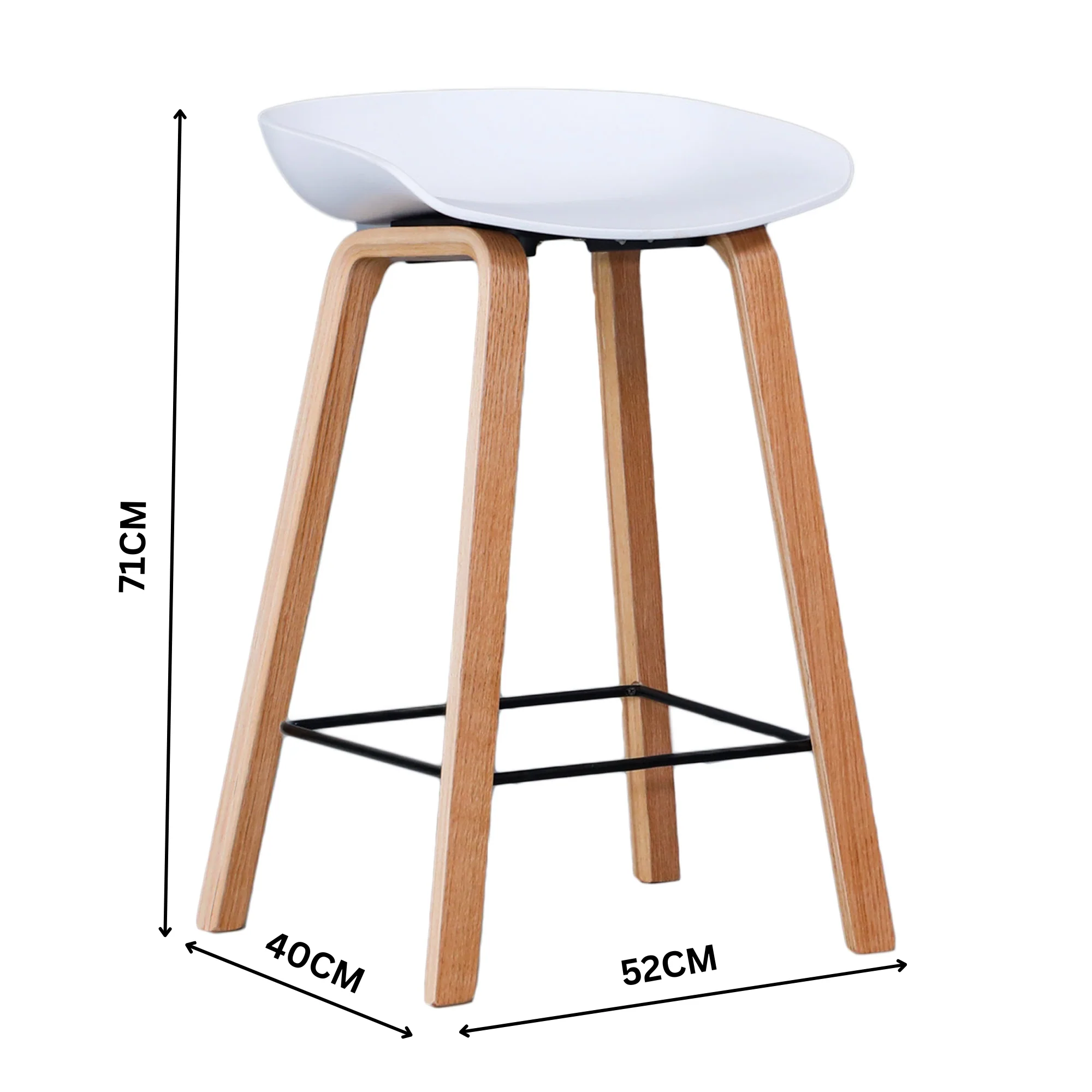 Replica Hay Set of 2 Bar Stool Seat White Oak - Image 3