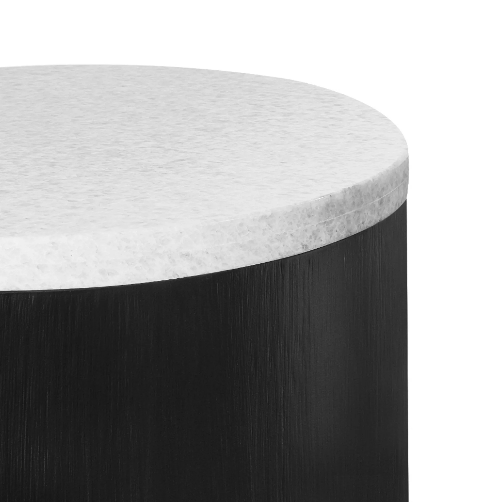 Rexington 50cm Marble Side Table Black Base White - Image 3