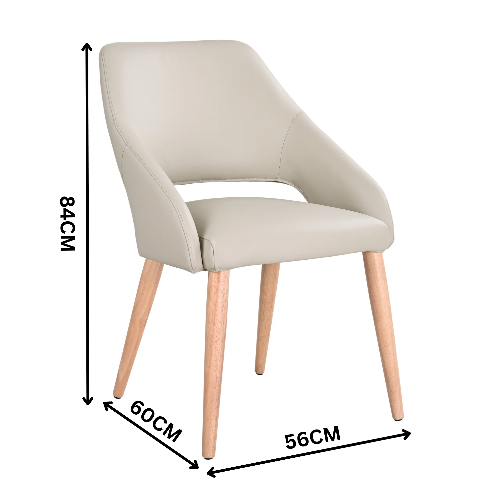 Rikko 2pc Set Genuine Leather Dining Chair Wheat Cream - Image 3