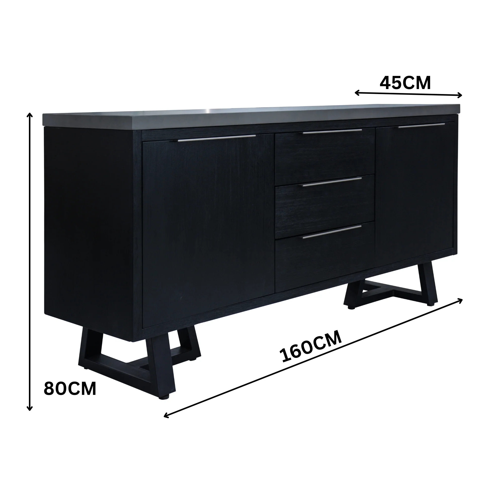 Rocky 160cm Buffet Table Dark Grey - Image 2