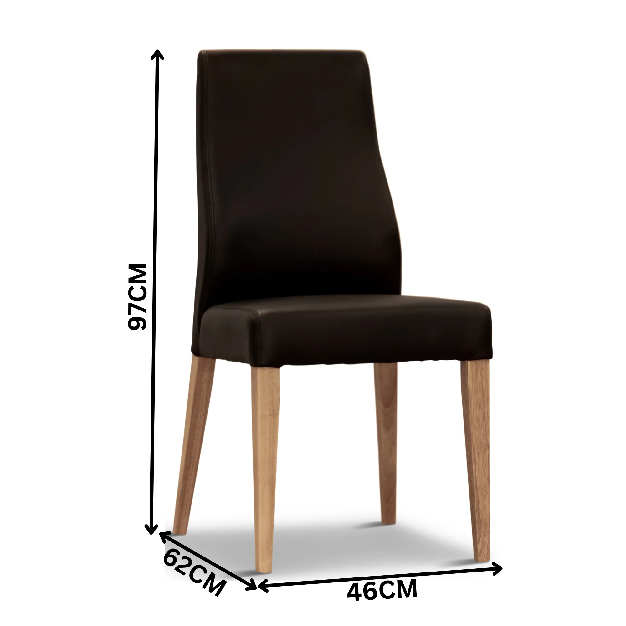 Rosemallow 2pc Set PU Leather Dining Chair Black - Image 2