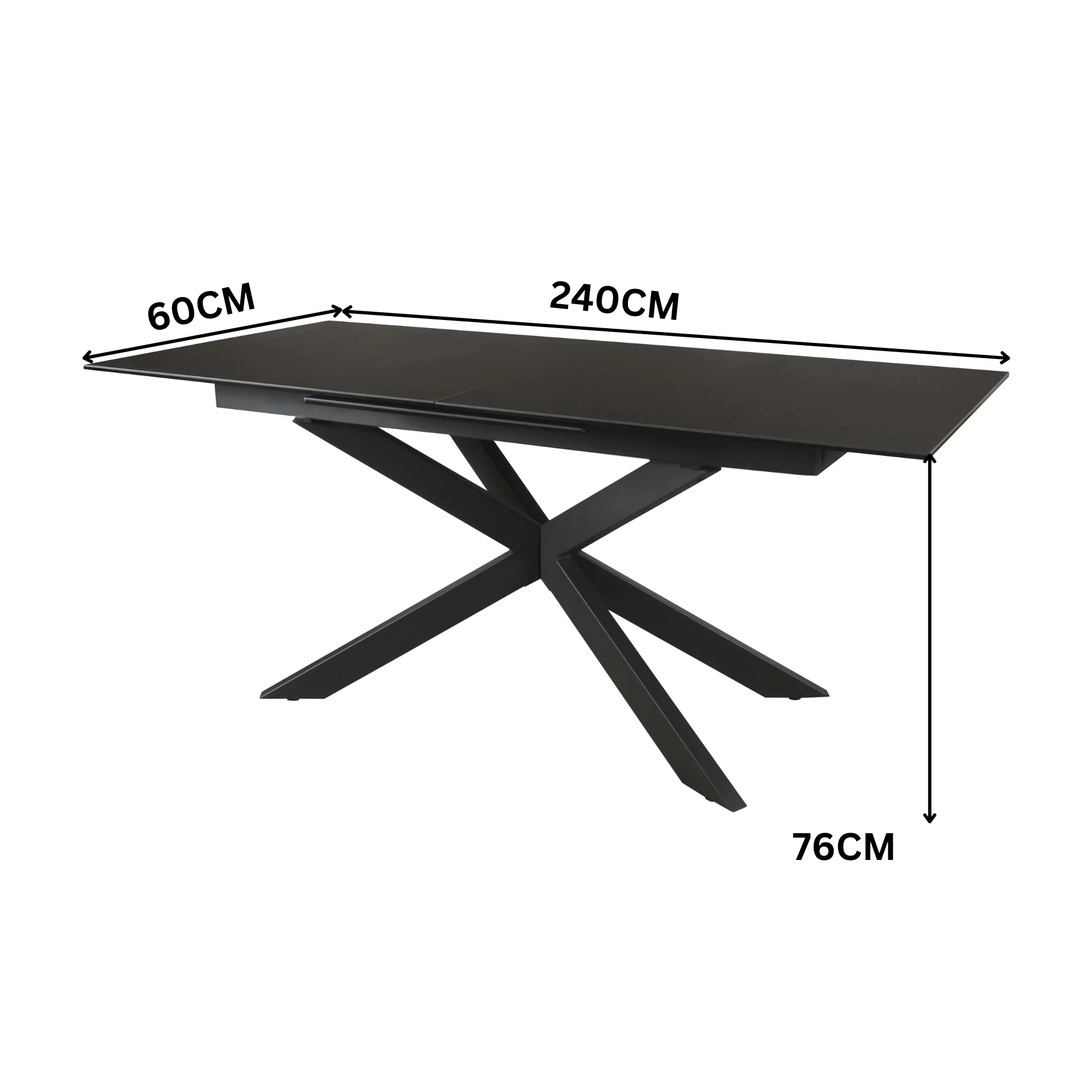 Royce 180-240cm Extendable Dining Table Ceramic Tempered Glass Top Dark Grey - Image 3