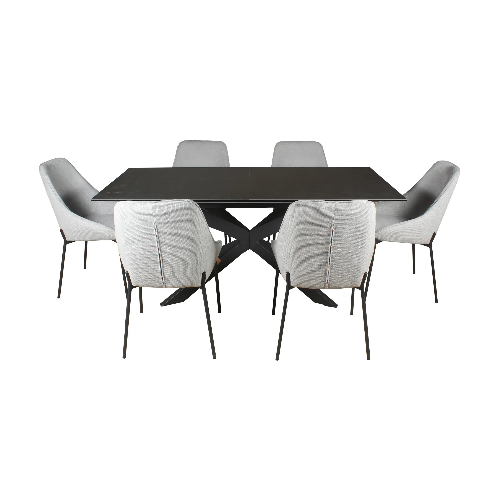 Royce 180-240cm Extendable Dining Table Ceramic Tempered Glass Top Dark Grey - Image 7