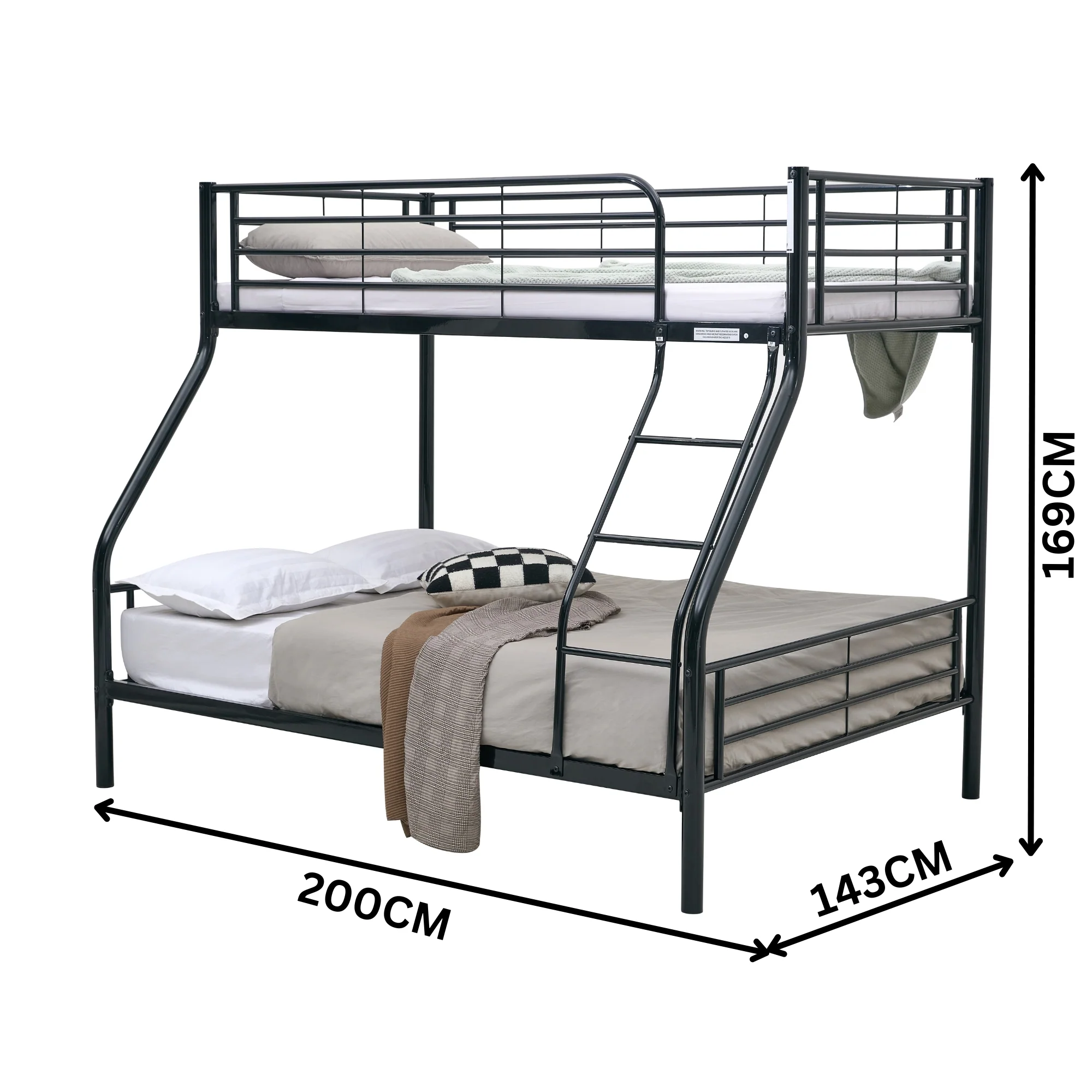 Sams Single Double Metal Bunk Bed Frame Black - Image 3
