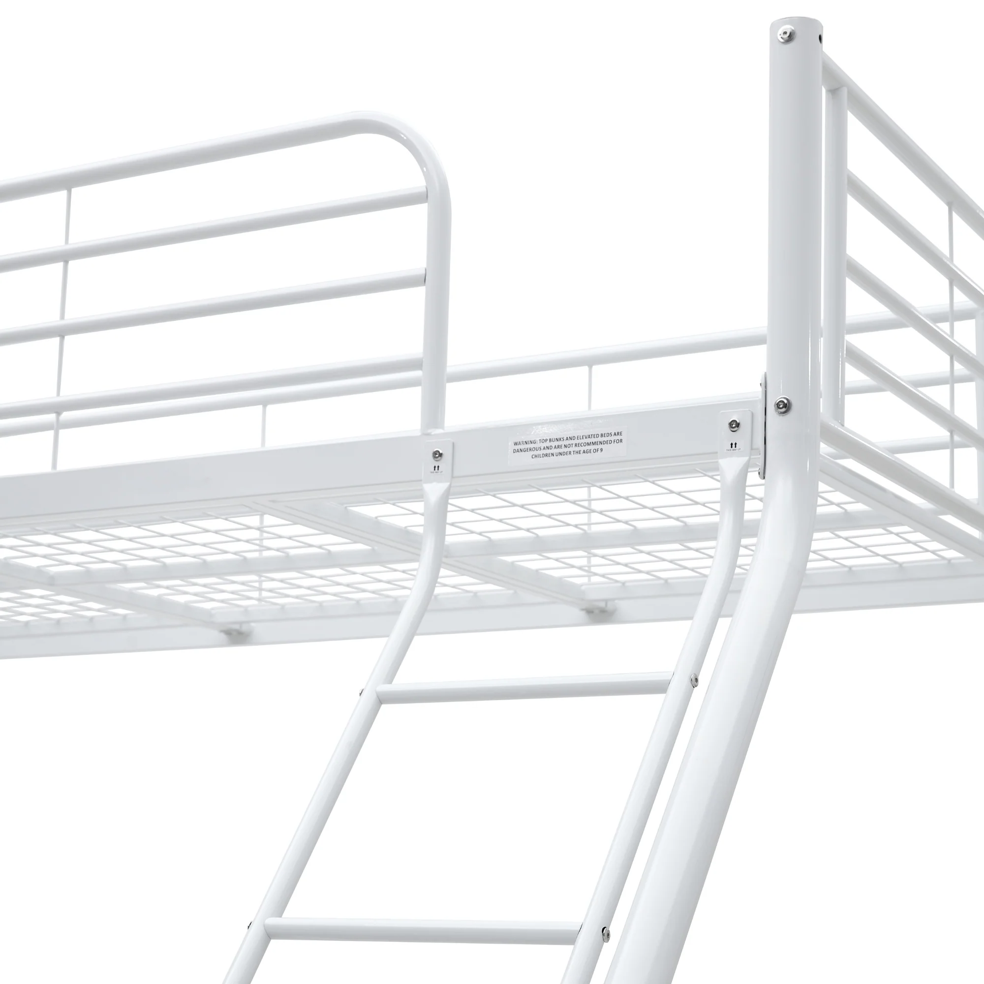 Sams Single Double Metal Bunk Bed Frame White - Image 5
