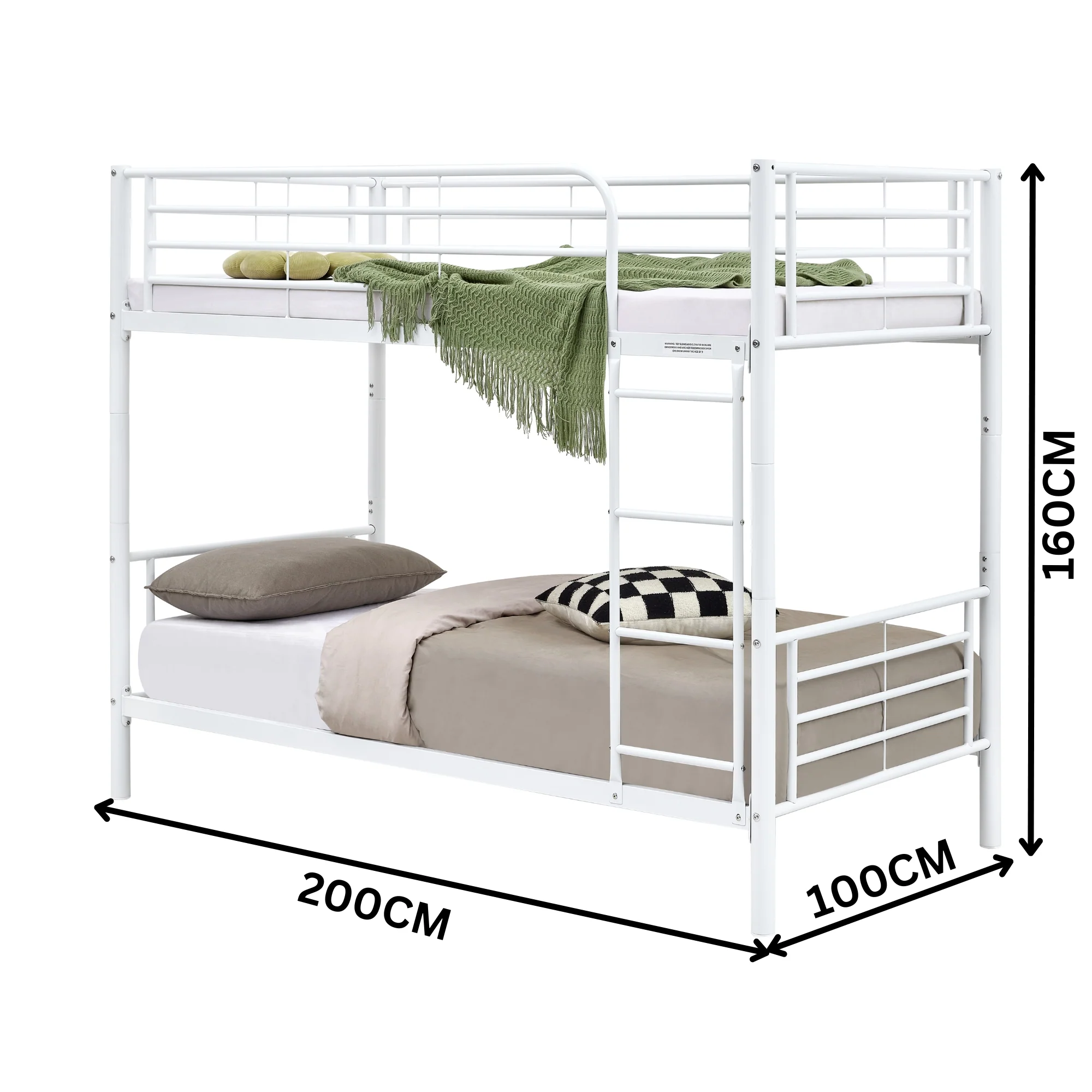 Sams Single Metal Bunk Bed Frame White - Image 3