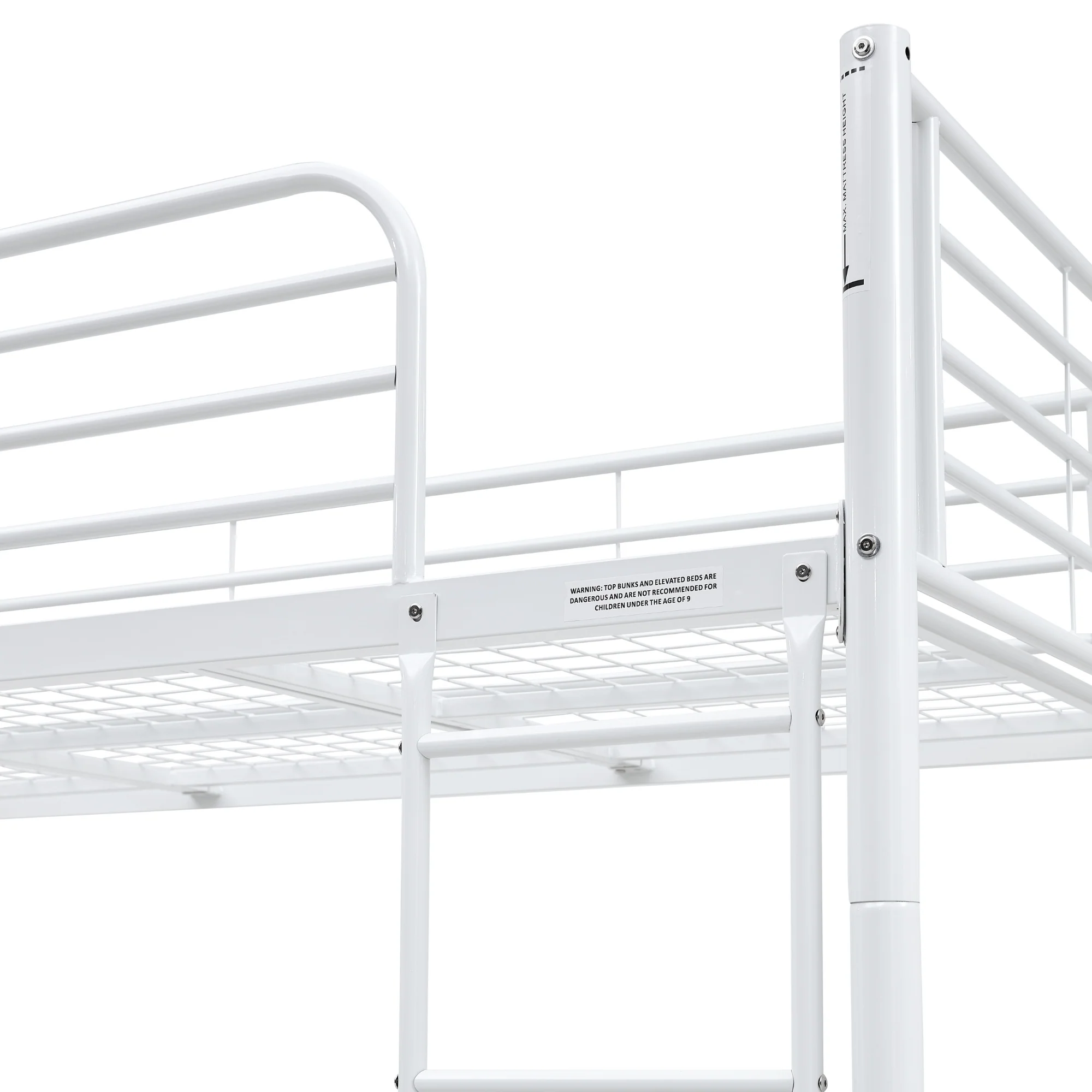 Sams Single Metal Bunk Bed Frame White - Image 5