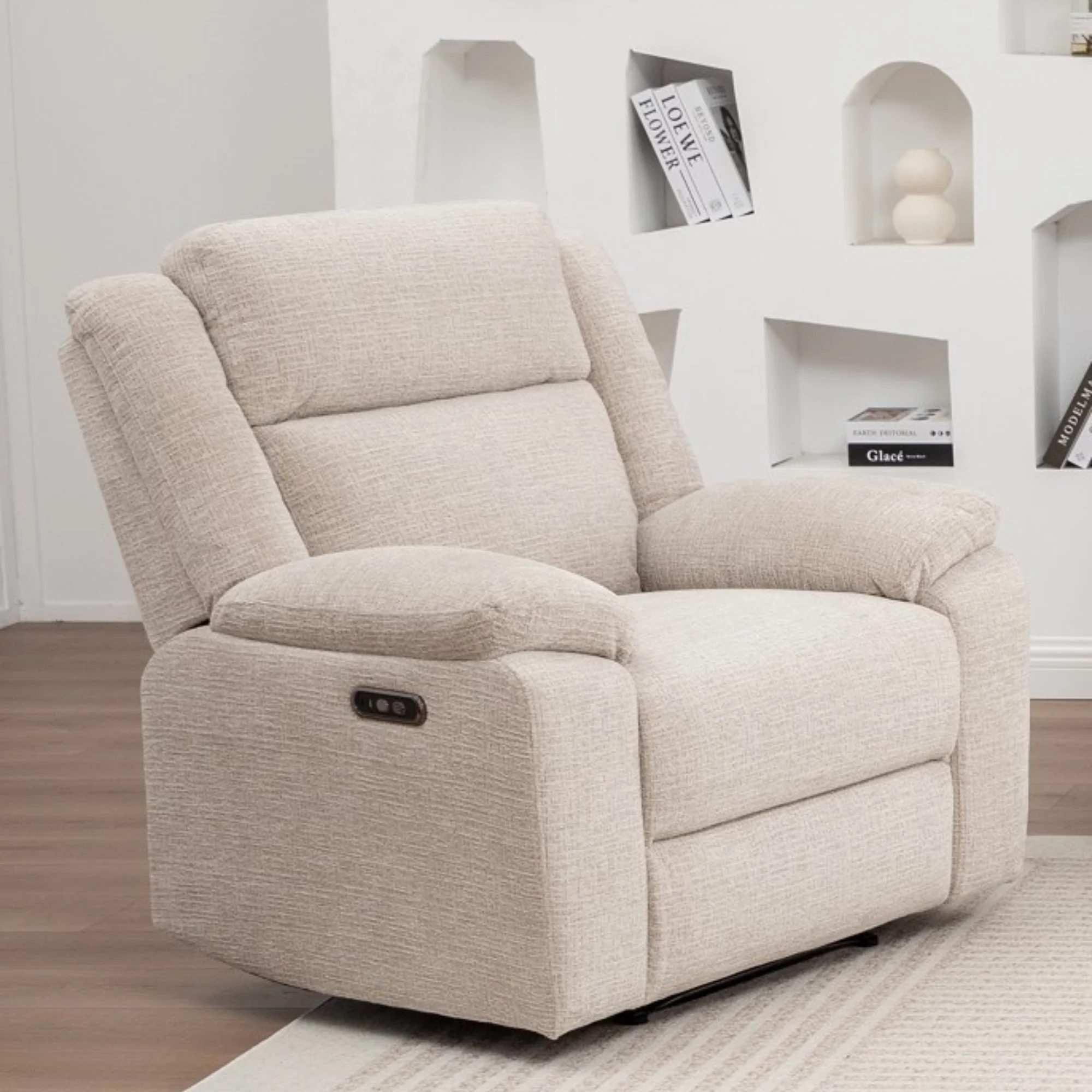 San Fino 1 Seater Electric Recliner Fabric Sofa Lounge Beige - Image 2