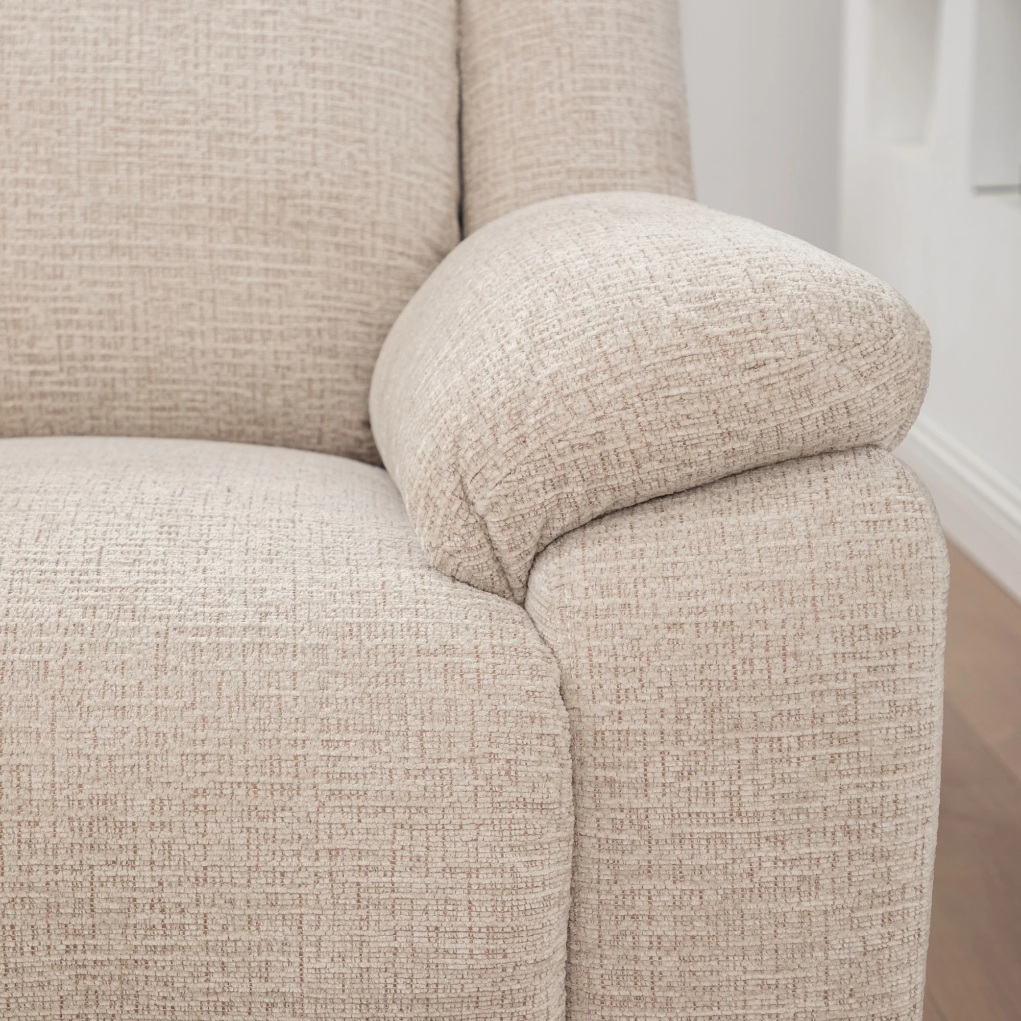San Fino 1 Seater Electric Recliner Fabric Sofa Lounge Beige - Image 3