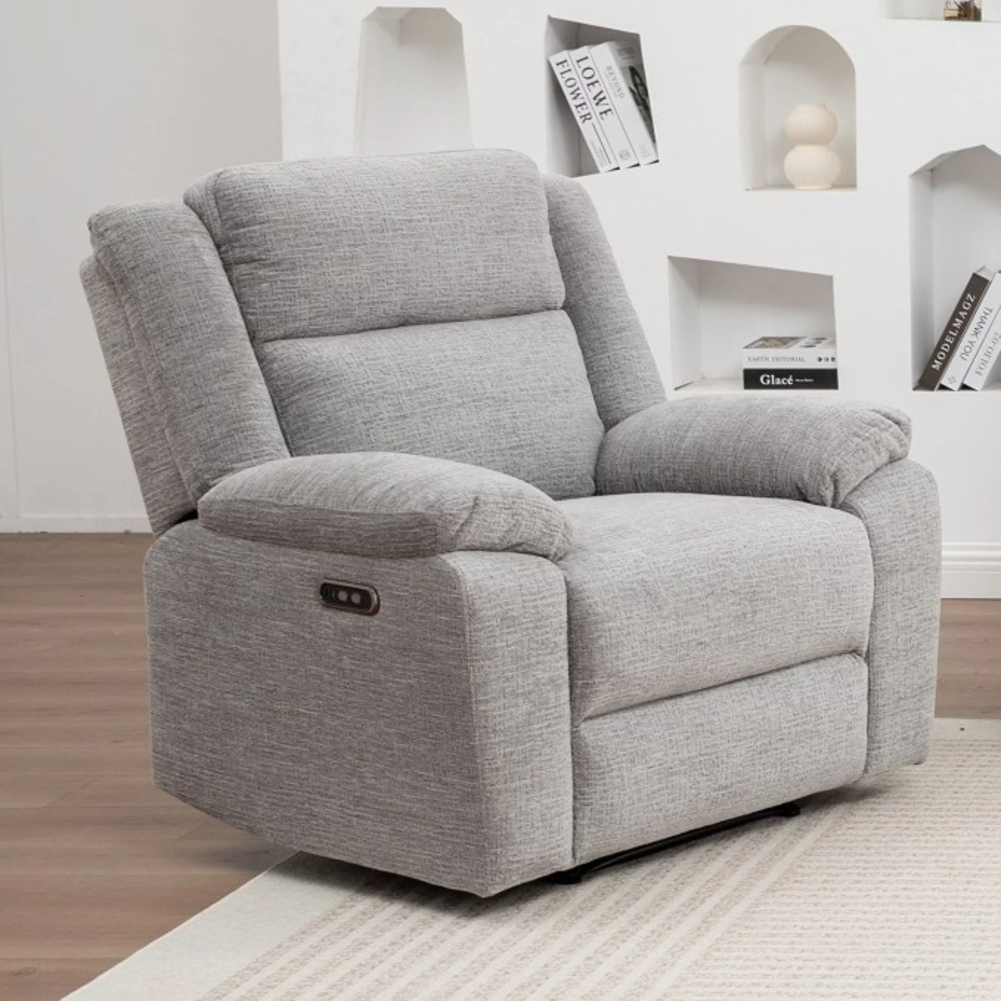 San Fino 1 Seater Electric Recliner Fabric Sofa Lounge Grey - Image 2