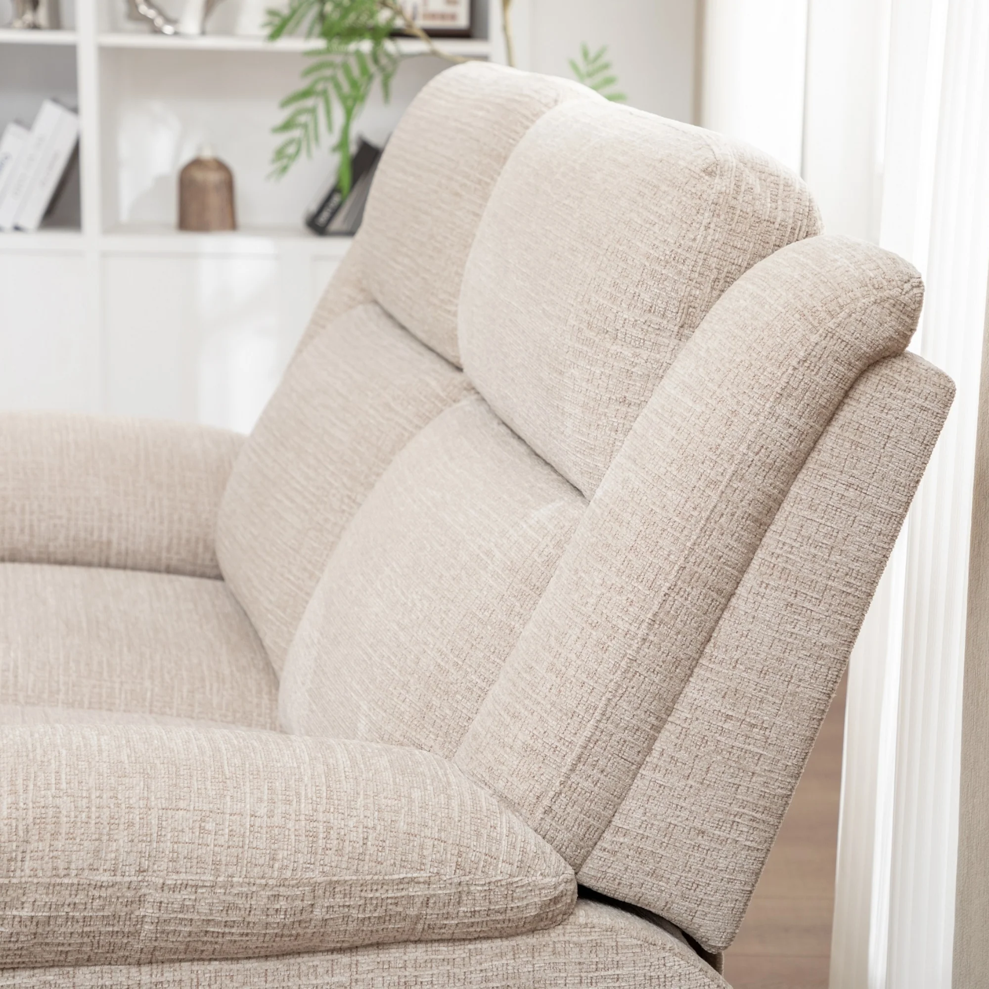 San Fino 2 Seater Electric Recliner Fabric Sofa Lounge Beige - Image 3