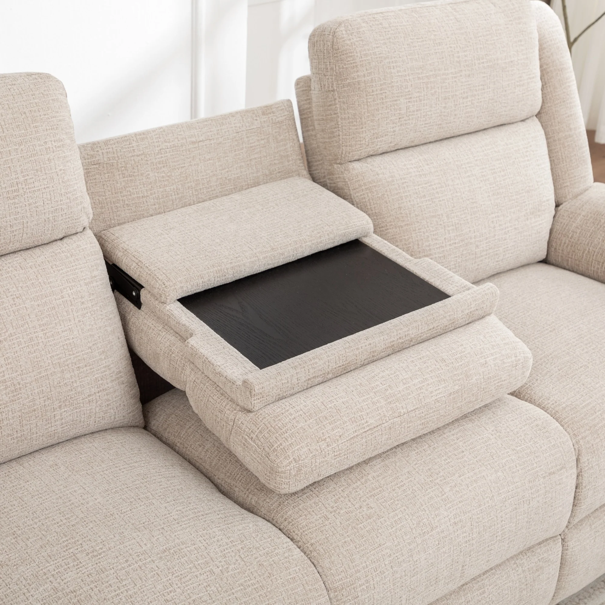 San Fino 3 Seater Electric Recliner Fabric Sofa Lounge Beige - Image 4