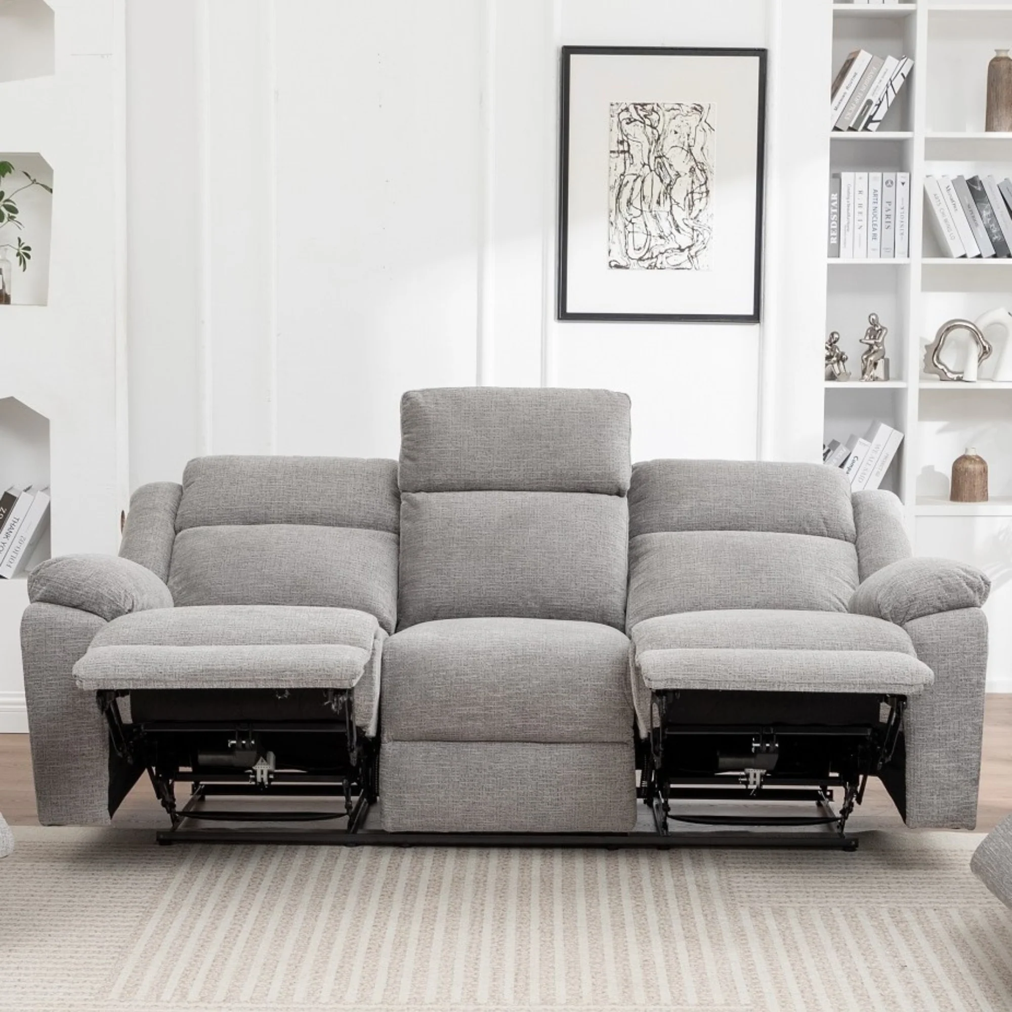 San Fino 3 Seater Electric Recliner Fabric Sofa Lounge Grey - Image 2