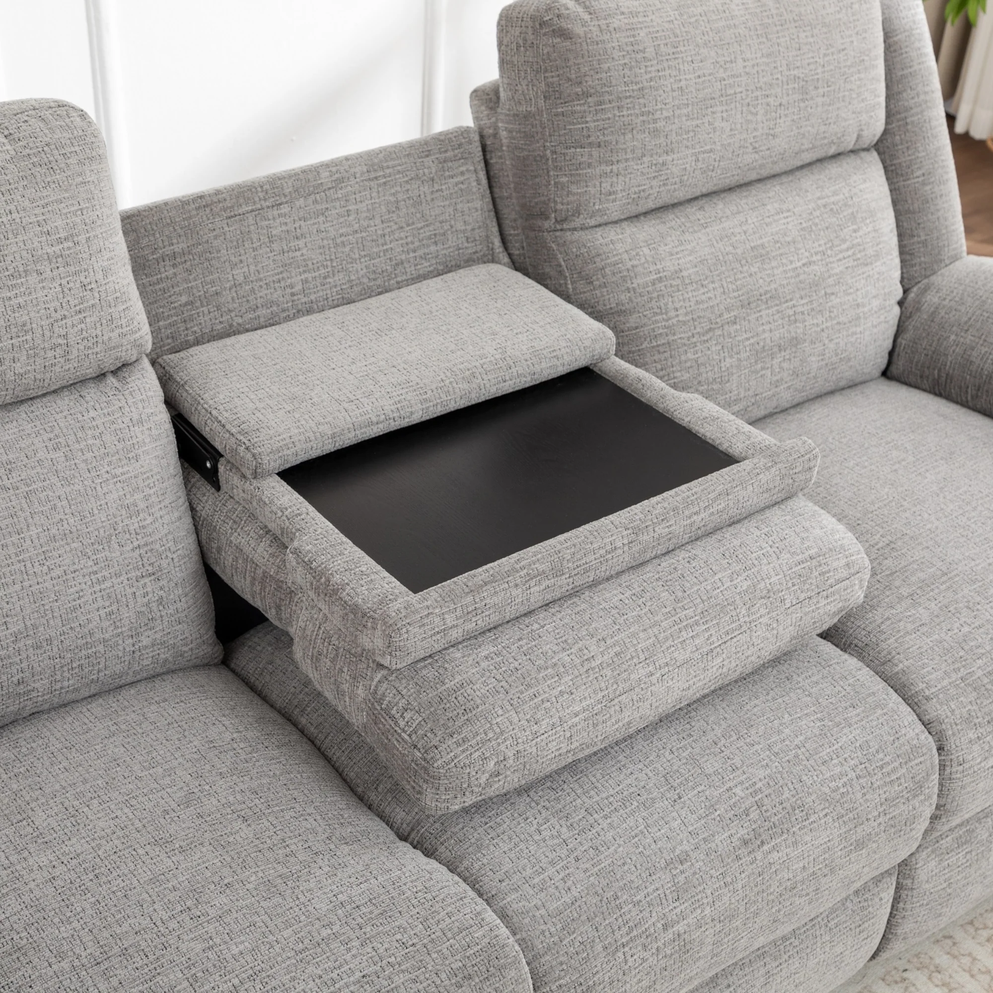 San Fino 3 Seater Electric Recliner Fabric Sofa Lounge Grey - Image 4