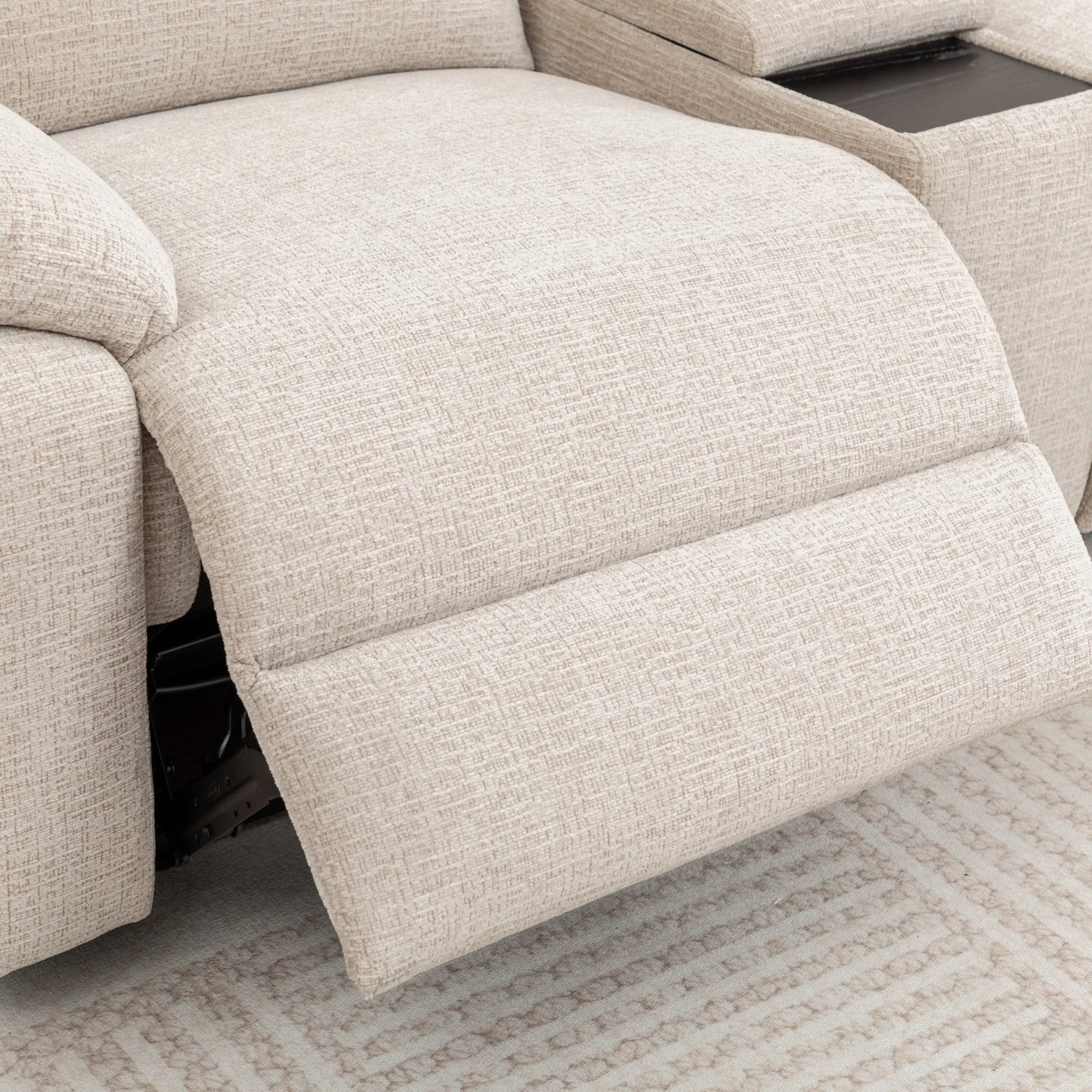 San Fino 4 Seater Modular Corner Electric Recliner Fabric Sofa Lounge Beige - Image 7