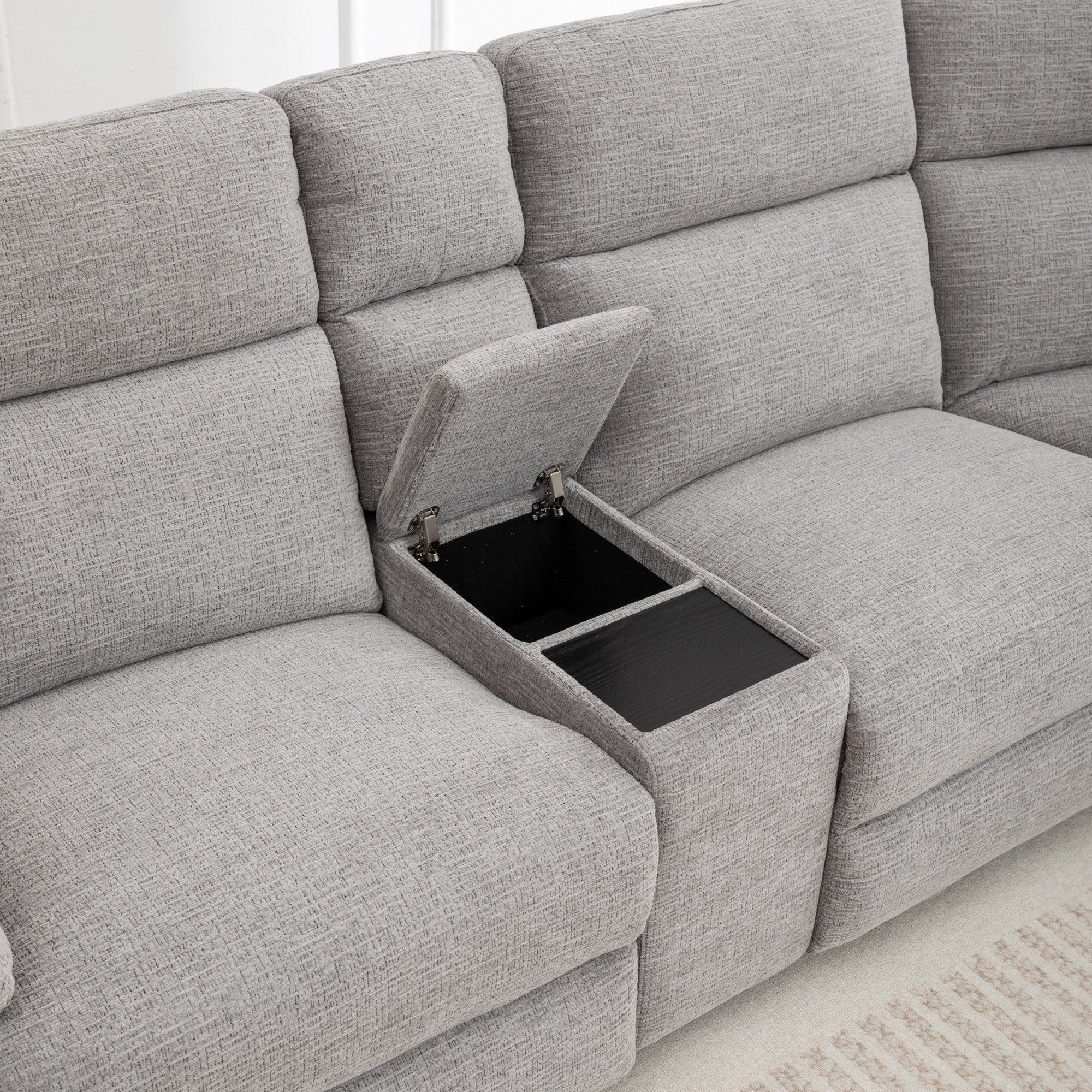 San Fino 4 Seater Modular Corner Electric Recliner Fabric Sofa Lounge Grey - Image 5