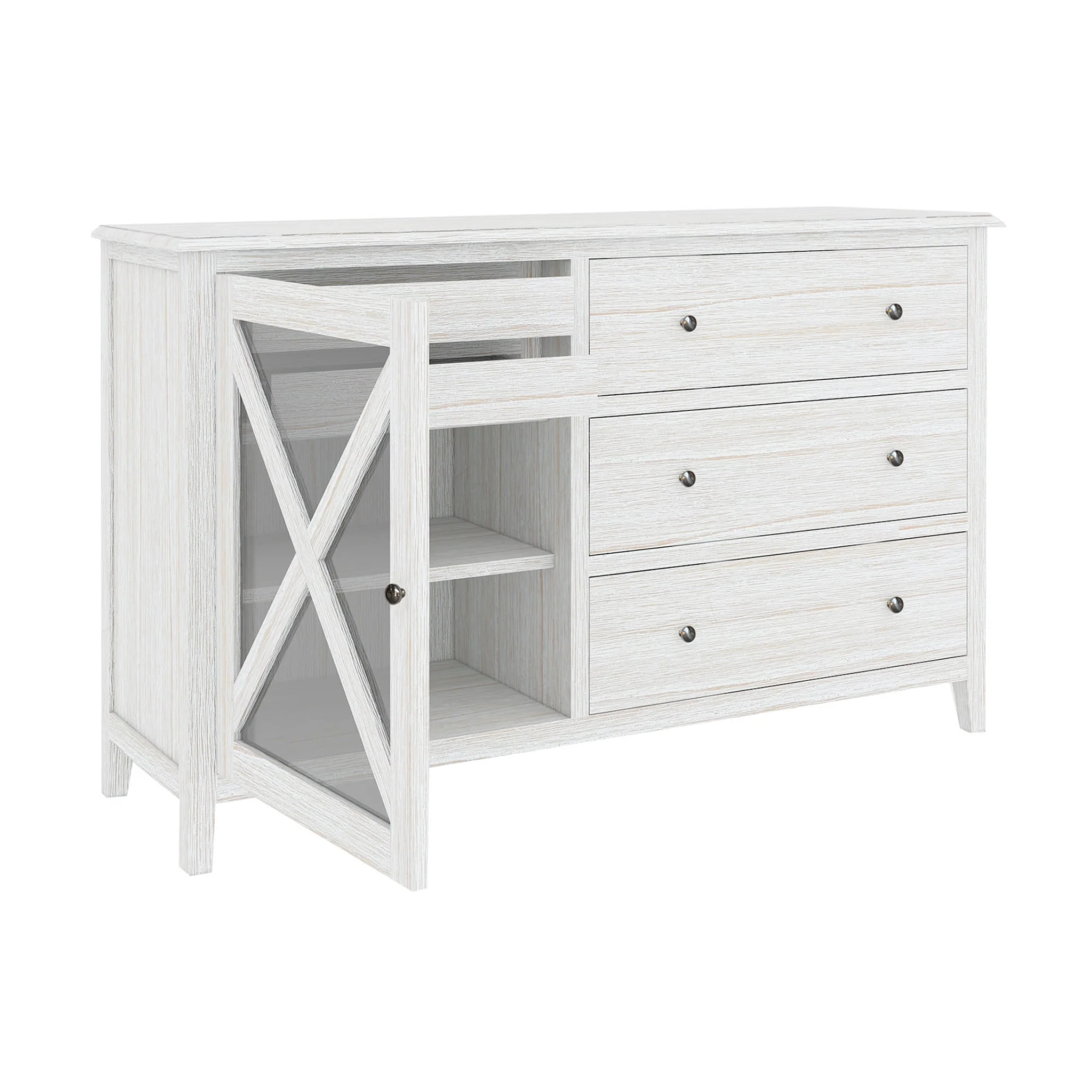 San Remo Dresser Glass Door Washed White - Image 3