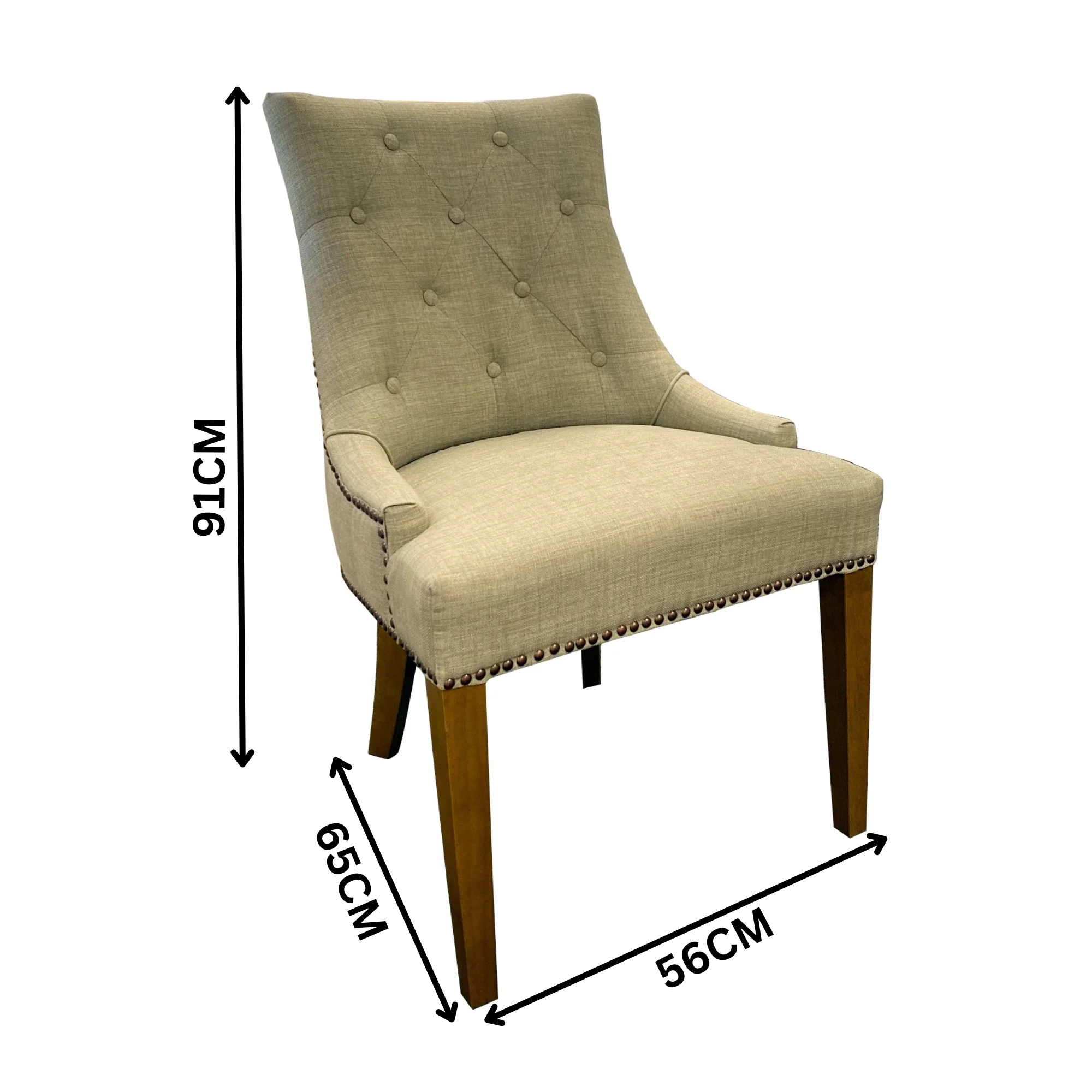 Santa Monte 2pc Fabric Dining Chair Beige - Image 2