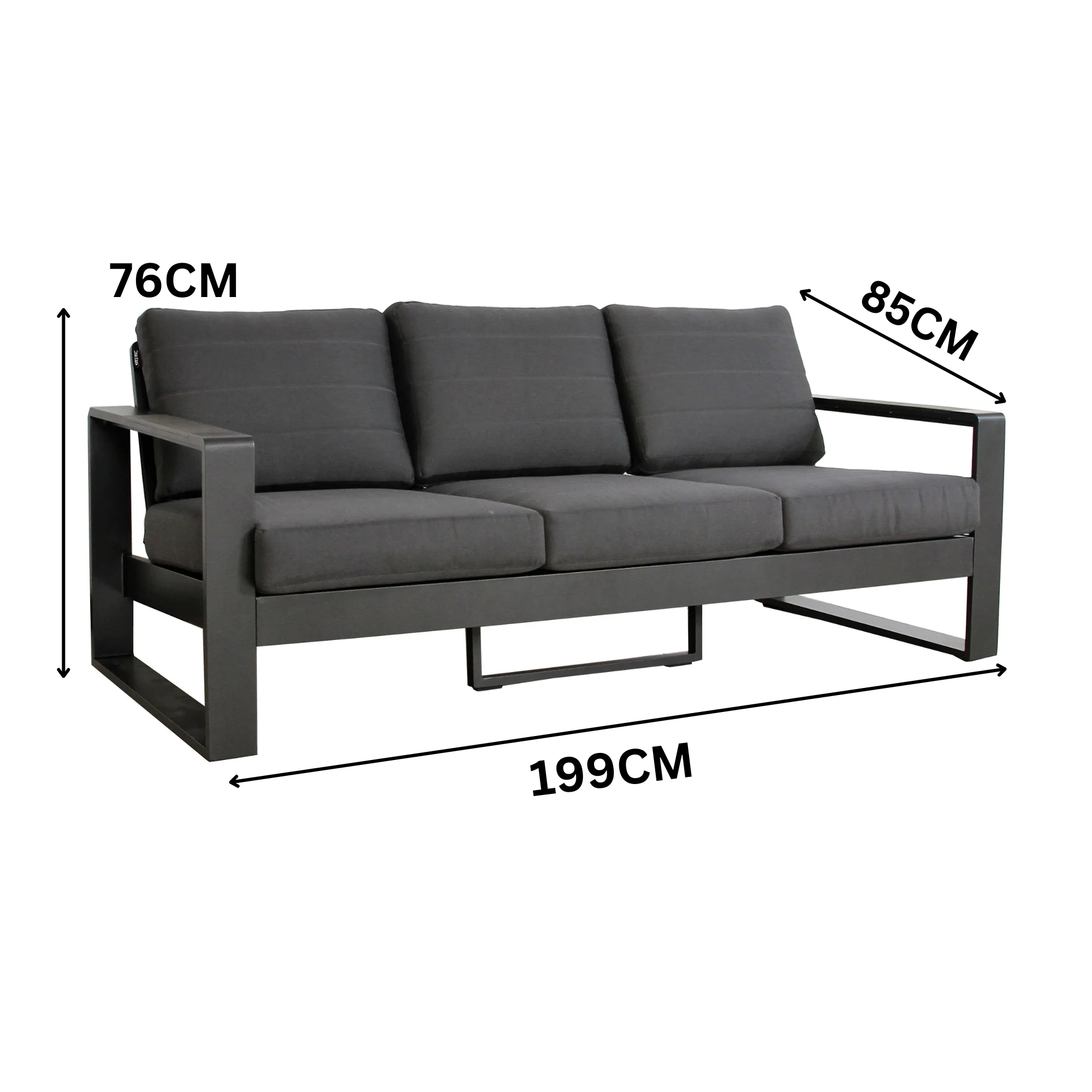 Santorini 4pc Outdoor Aluminium Sofa Lounge Chair Coffee Table Set Charcoal - Image 3