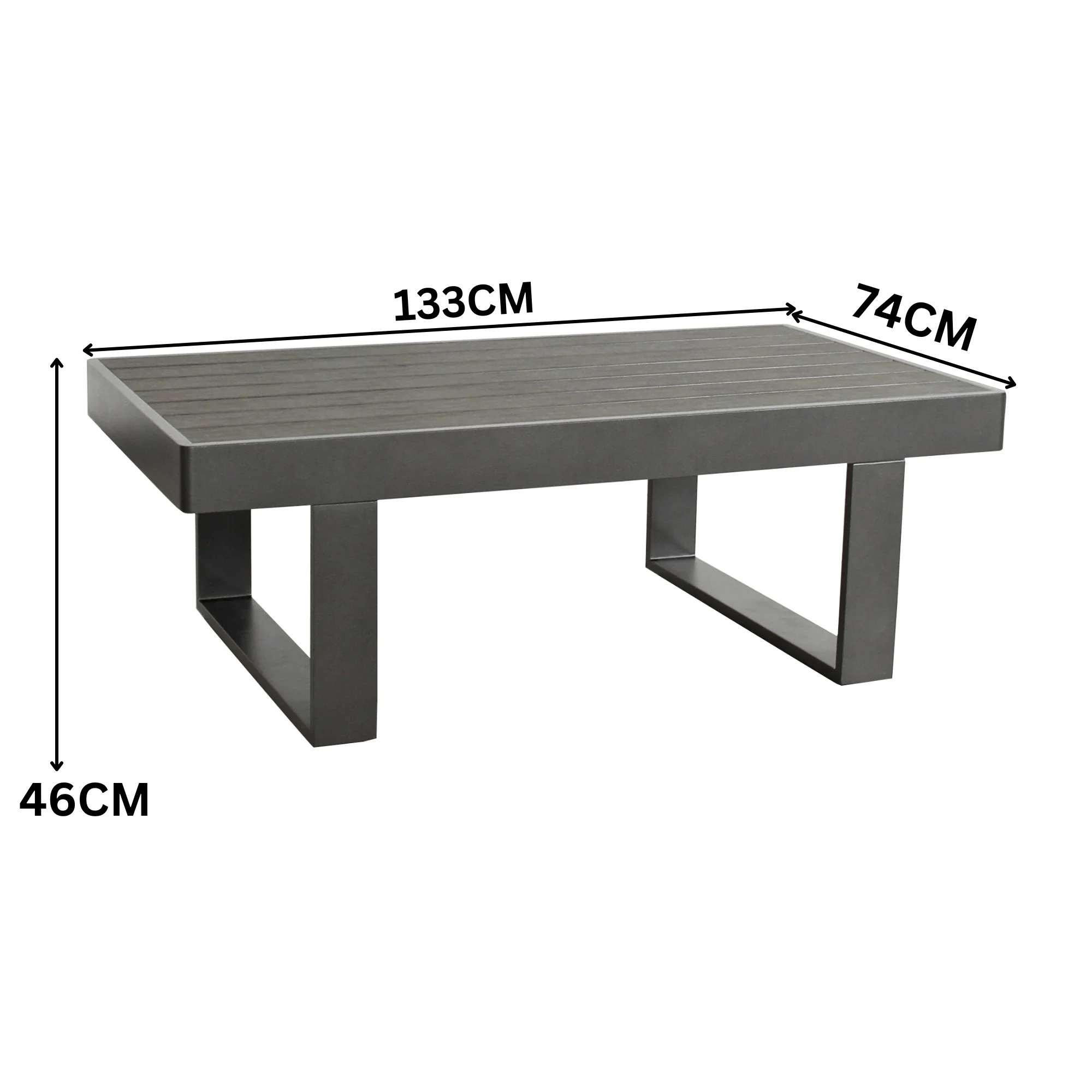 Santorini 4pc Outdoor Aluminium Sofa Lounge Chair Coffee Table Set Charcoal - Image 5