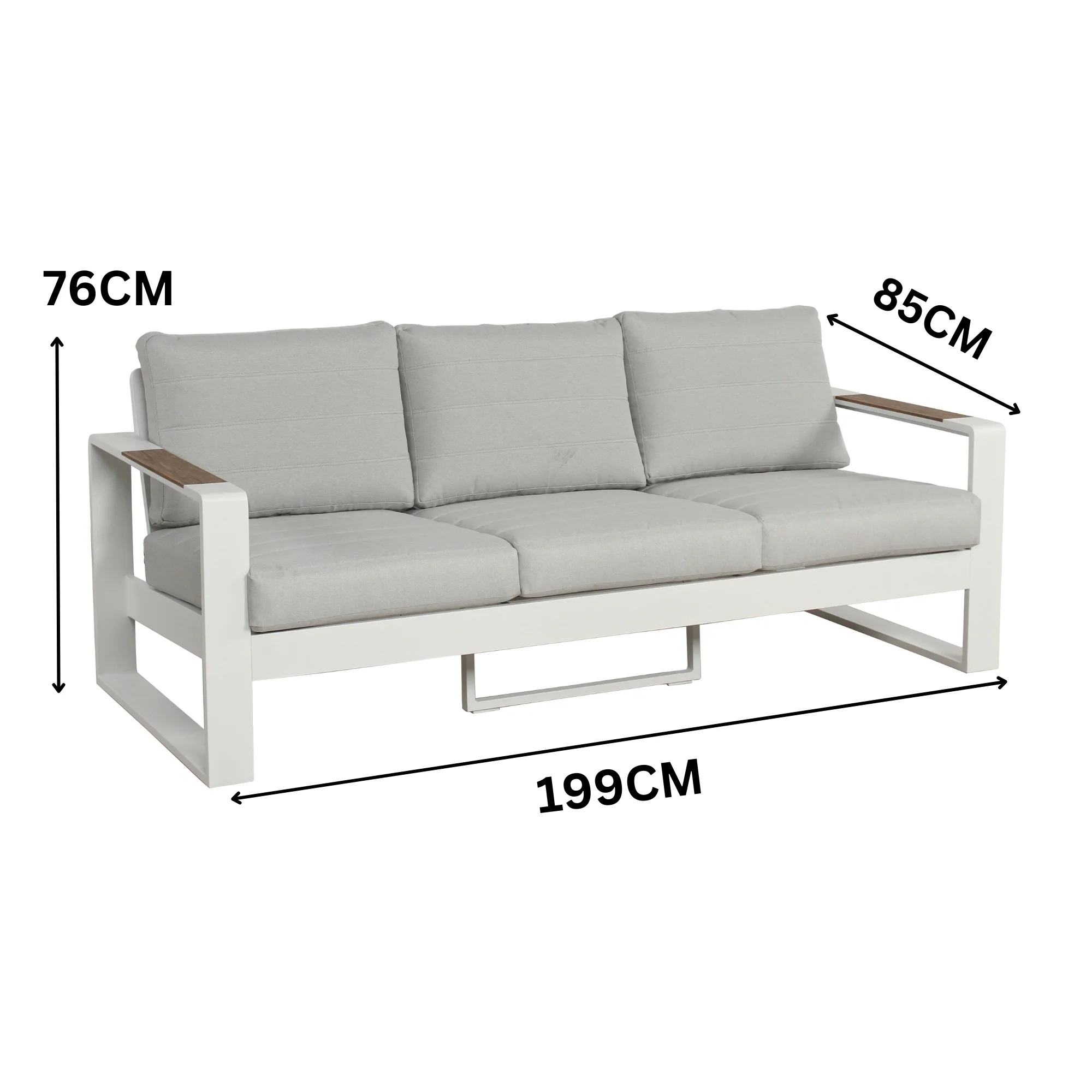 Santorini 4pc Outdoor Aluminium Sofa Lounge Chair Coffee Table Set White - Image 4
