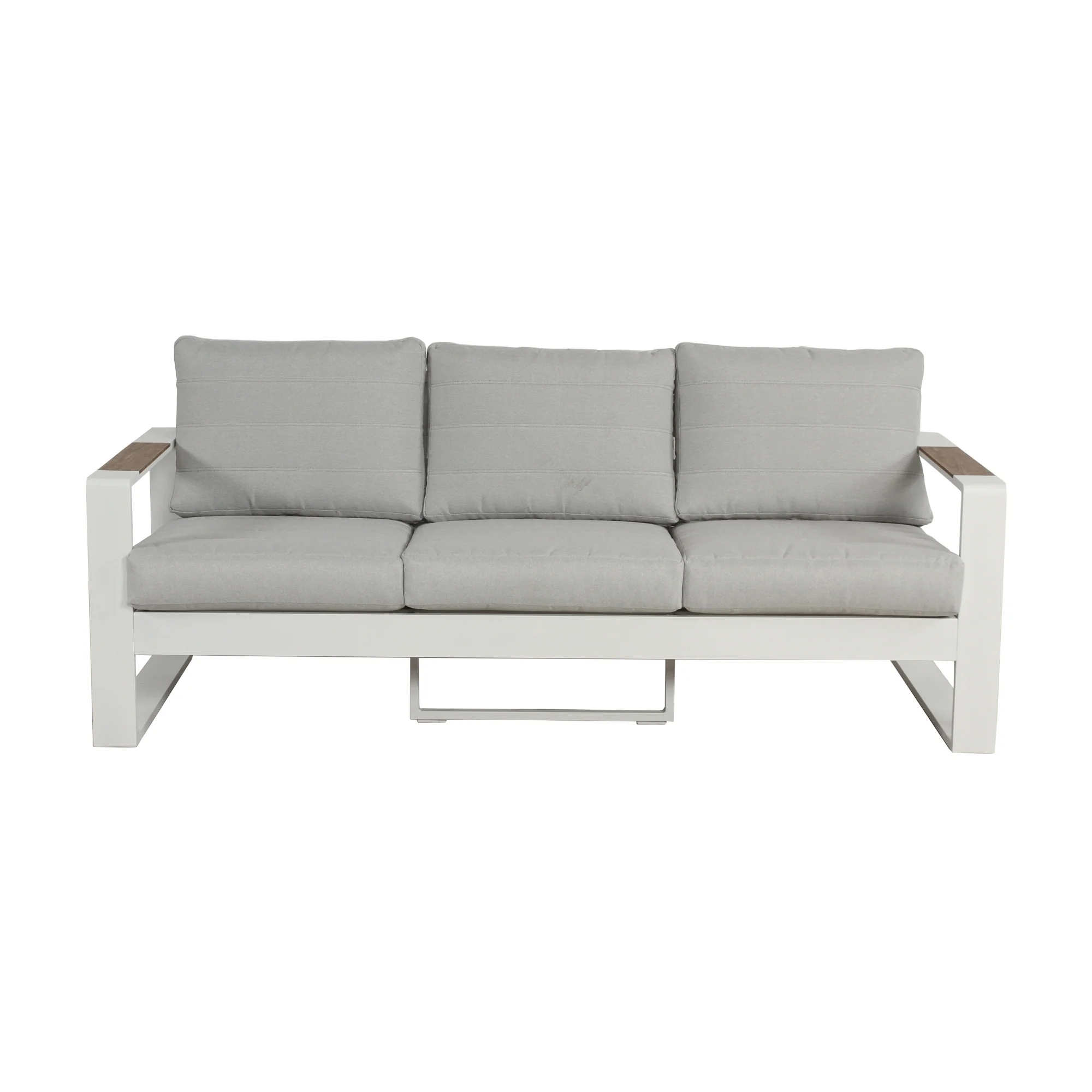 Santorini 4pc Outdoor Aluminium Sofa Lounge Chair Coffee Table Set White - Image 5