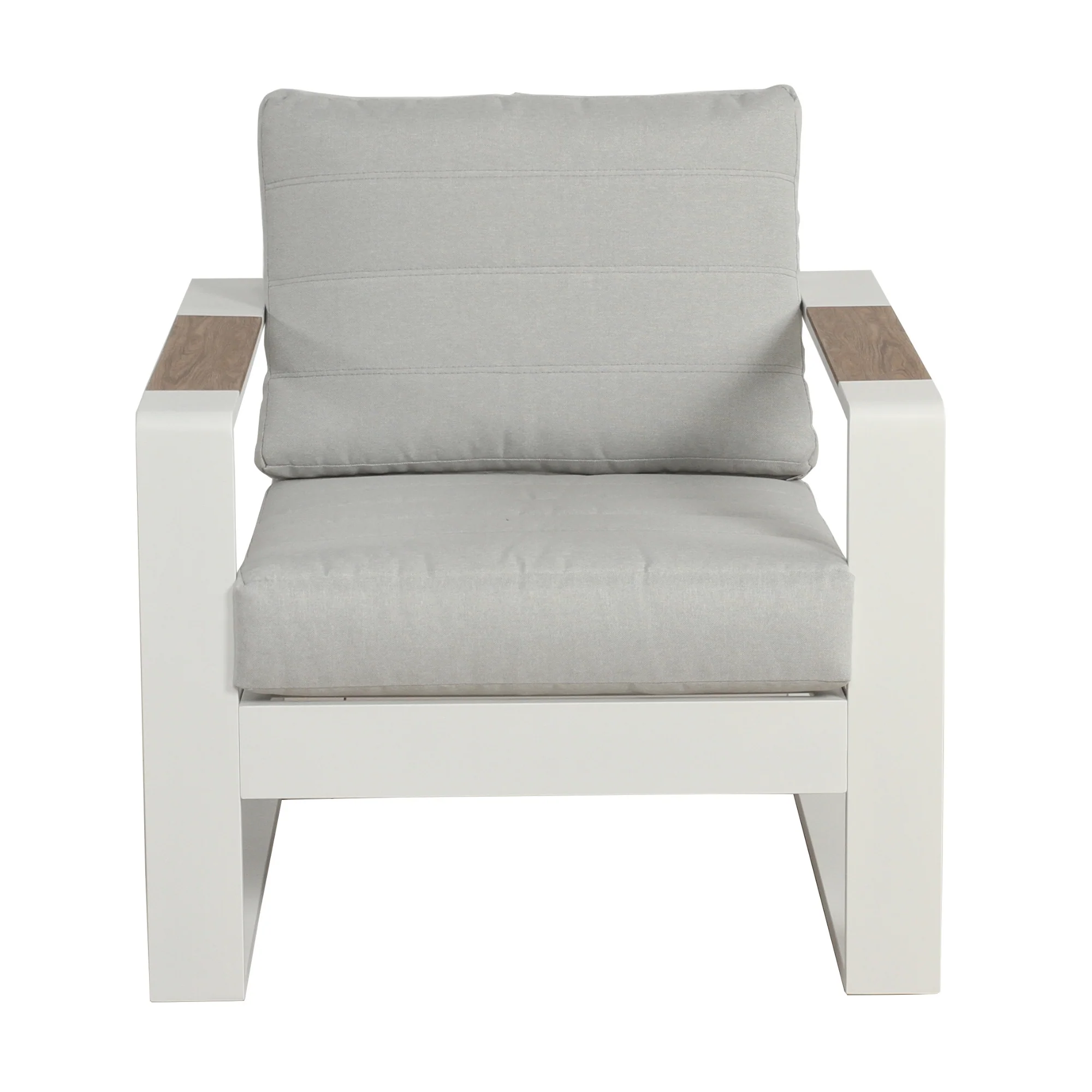 Santorini 4pc Outdoor Aluminium Sofa Lounge Chair Coffee Table Set White - Image 6