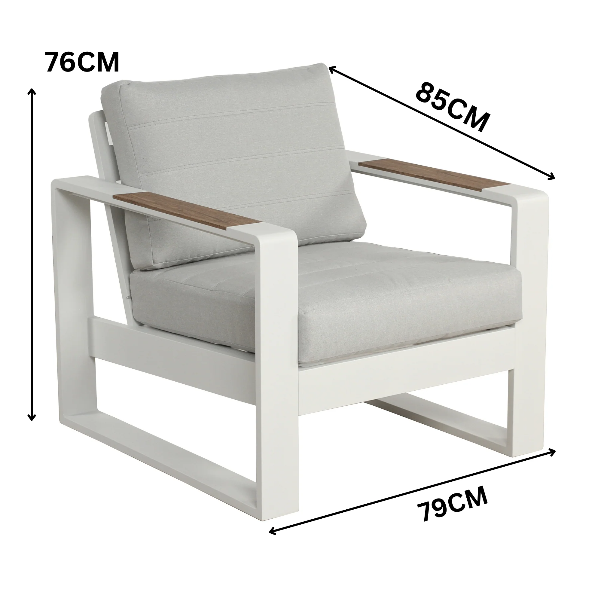 Santorini 4pc Outdoor Aluminium Sofa Lounge Chair Coffee Table Set White - Image 7