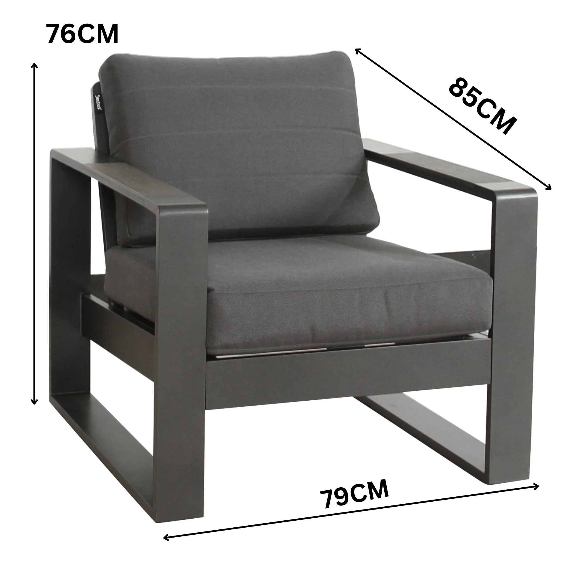 Santorini 5pc Outdoor Aluminium Lounge Chair Bench Coffee Table Set Charcoal - Image 3