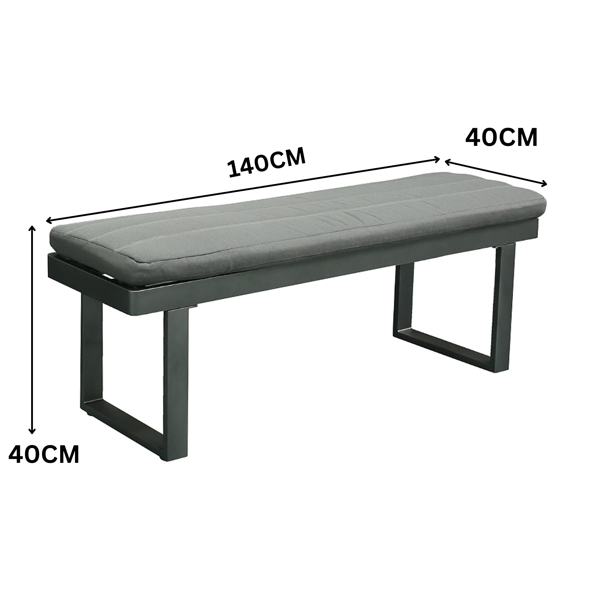 Santorini 5pc Outdoor Aluminium Lounge Chair Bench Coffee Table Set Charcoal - Image 4