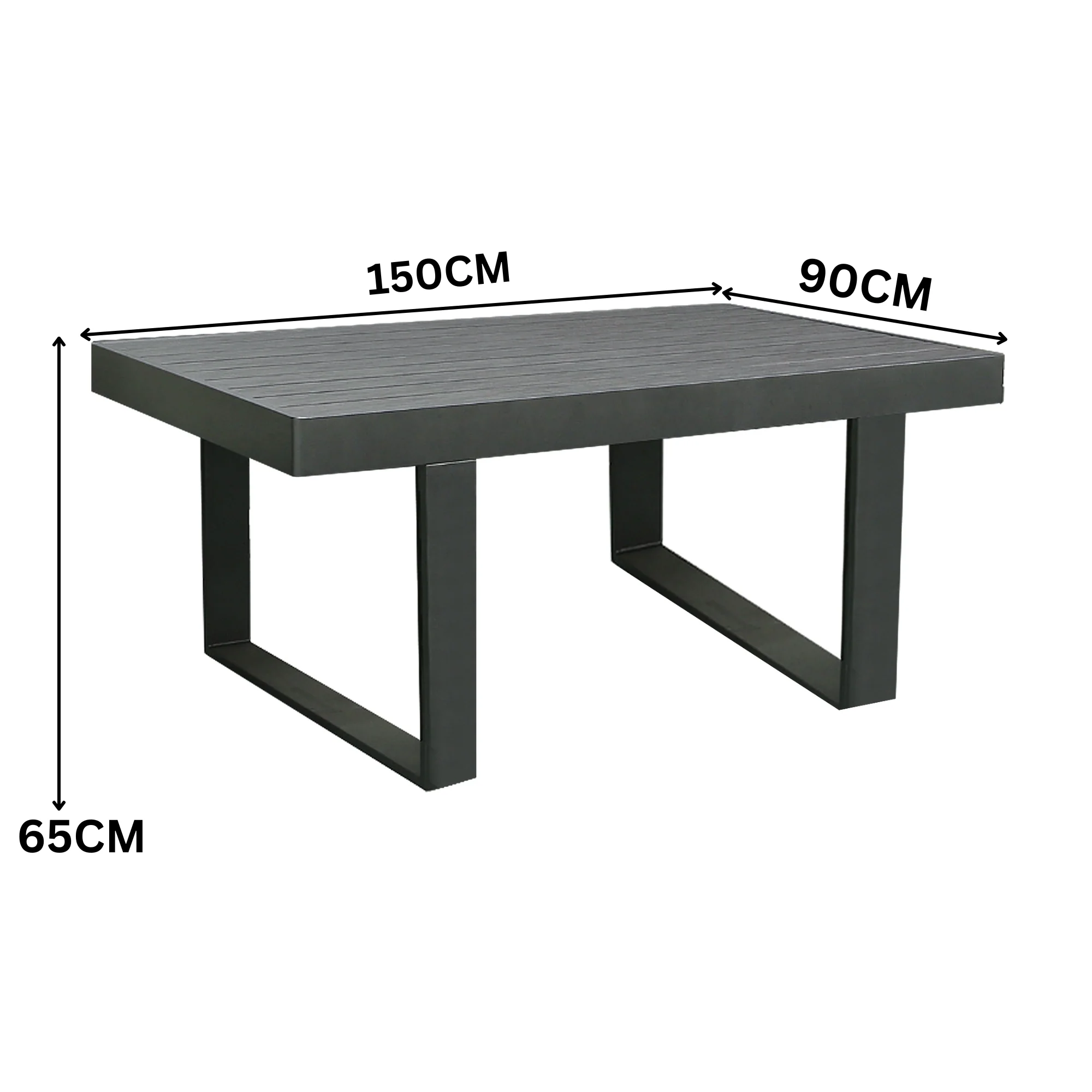 Santorini 5pc Outdoor Aluminium Lounge Chair Bench Coffee Table Set Charcoal - Image 5
