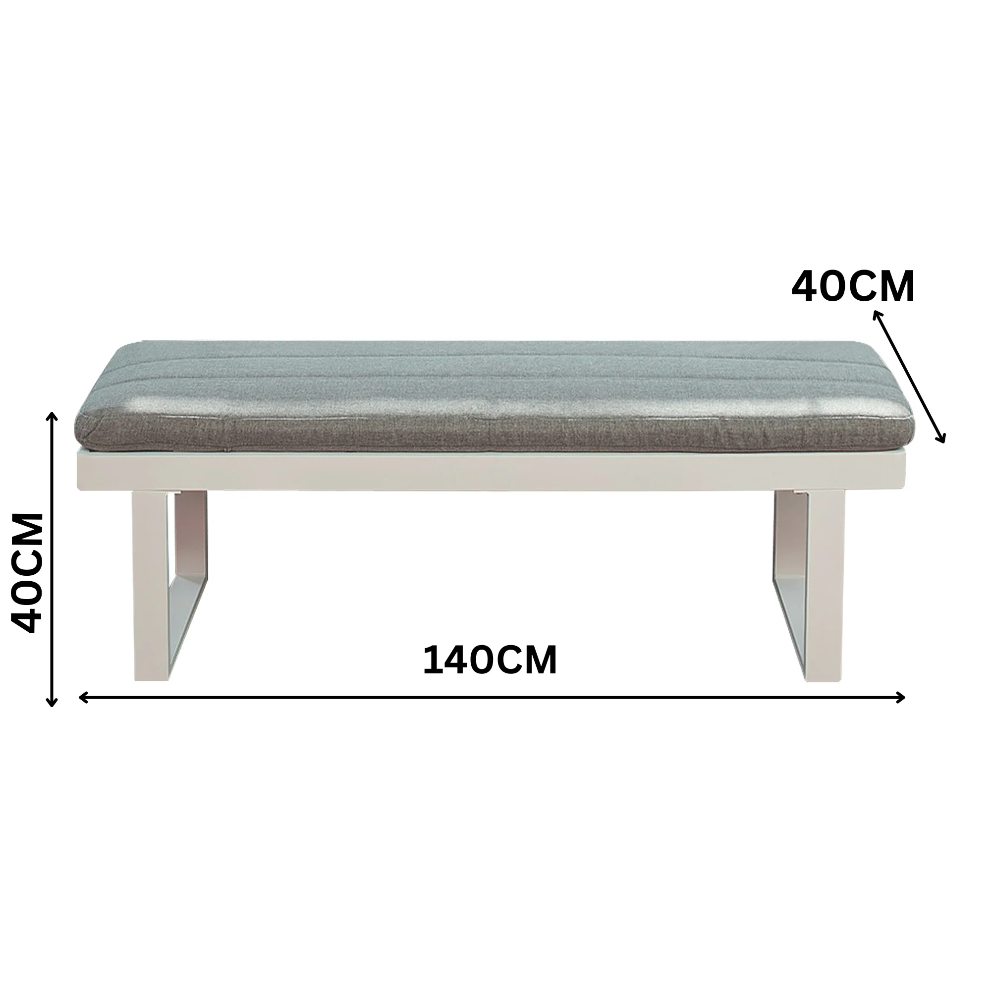 Santorini 5pc Outdoor Aluminium Lounge Chair Bench Coffee Table Set White - Image 5