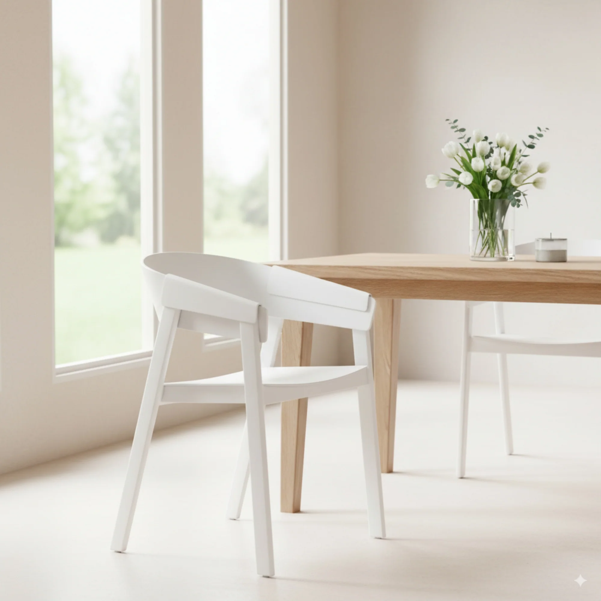 Selena 2pc Set Dining Chair Scandinavian White - Image 2