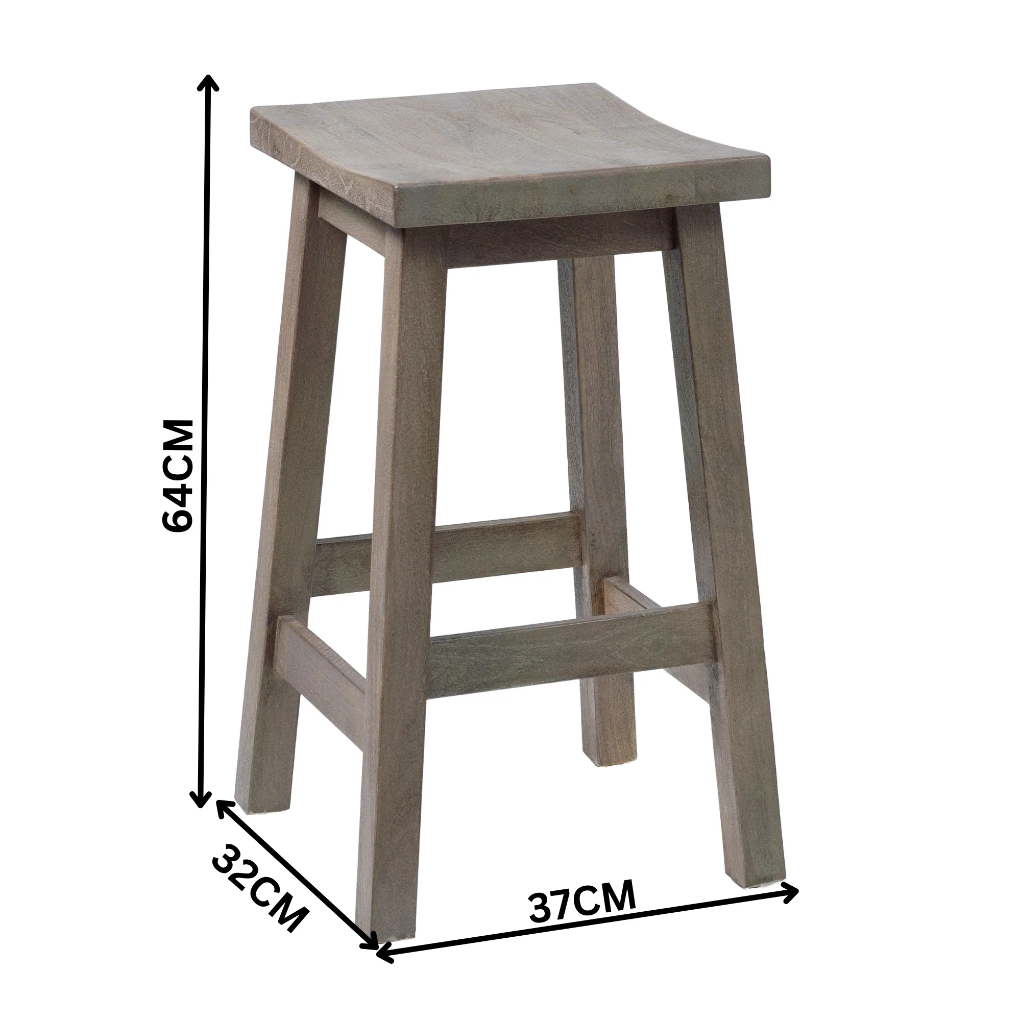Sensei Kitchen Barstool Timber Bar Chair Stool Wash Grey - Image 2