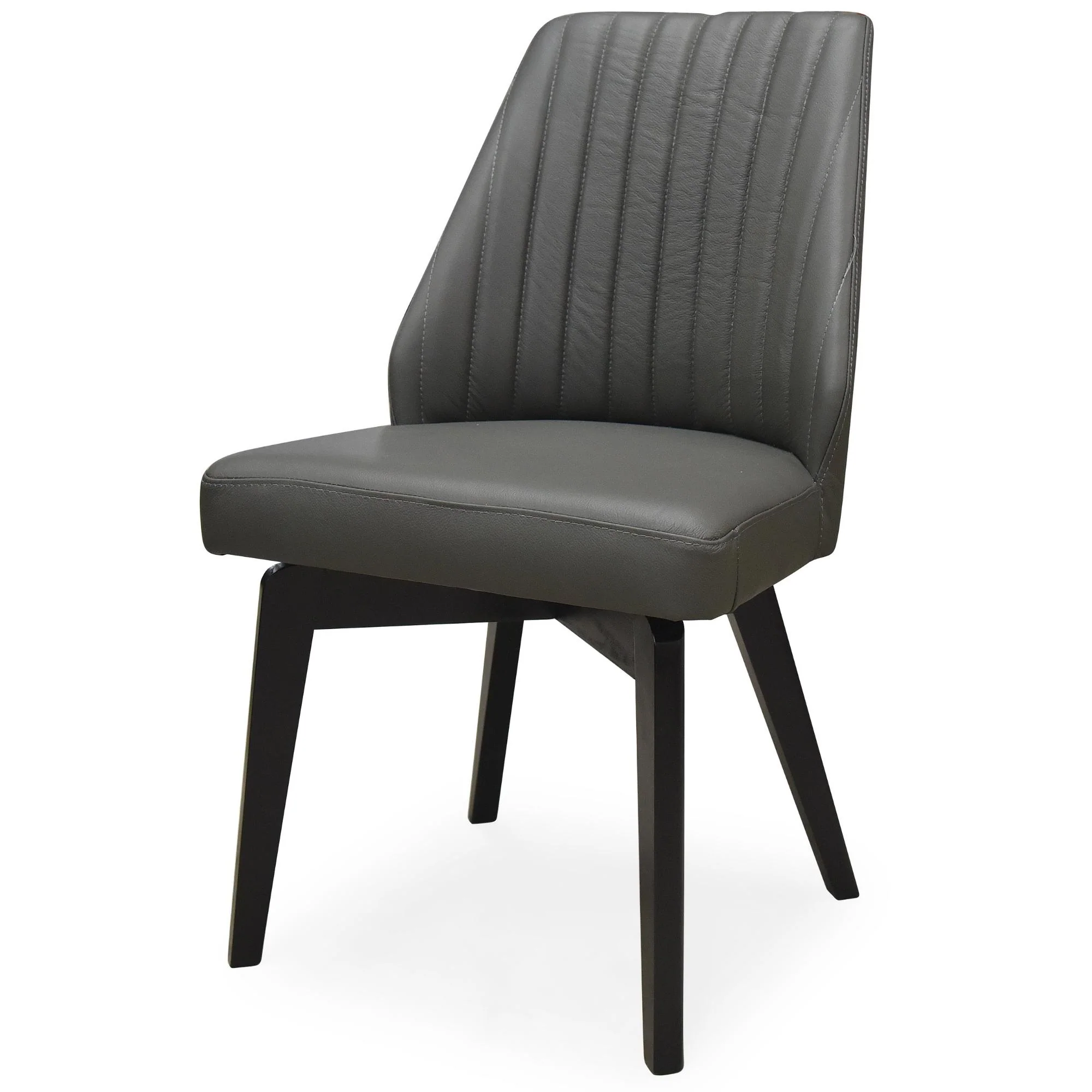Shelby Set of 2 Leather Dining Chair Dark Grey - Image 3