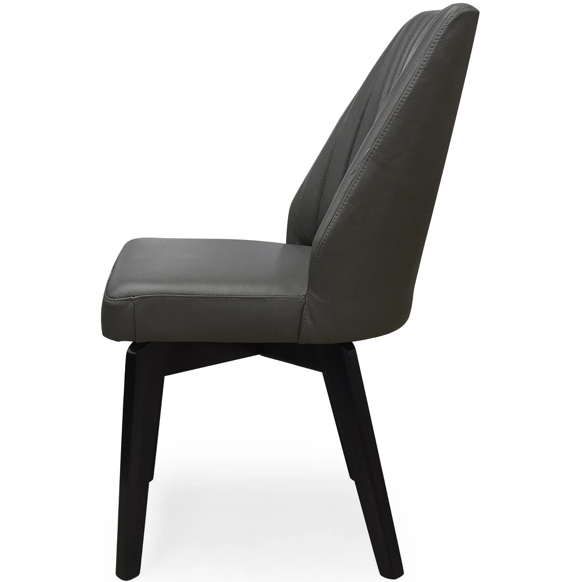 Shelby Set of 2 Leather Dining Chair Dark Grey - Image 4