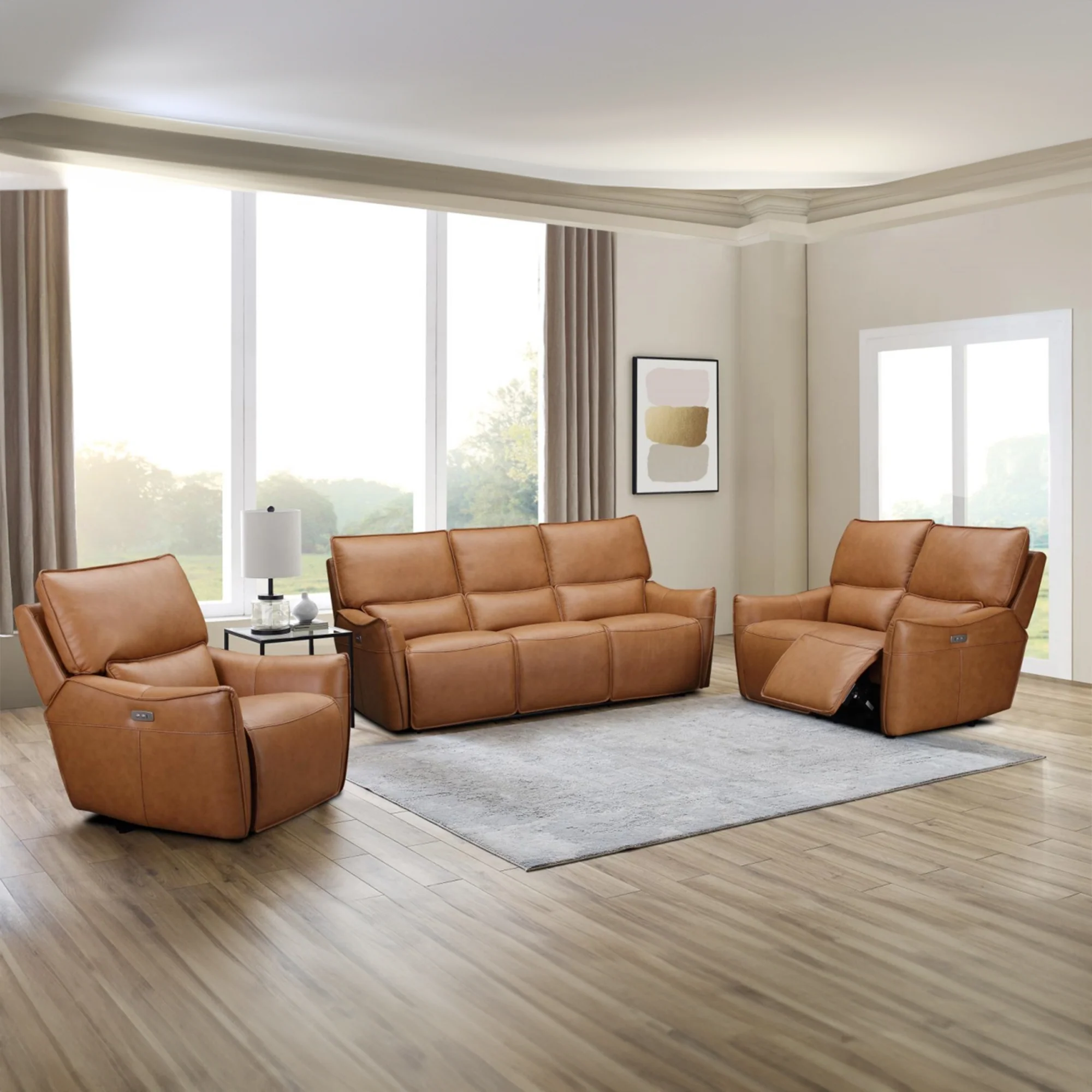 Simon 1 Seater Electric Powered Recliner Sofa Lounge Tan - Image 2