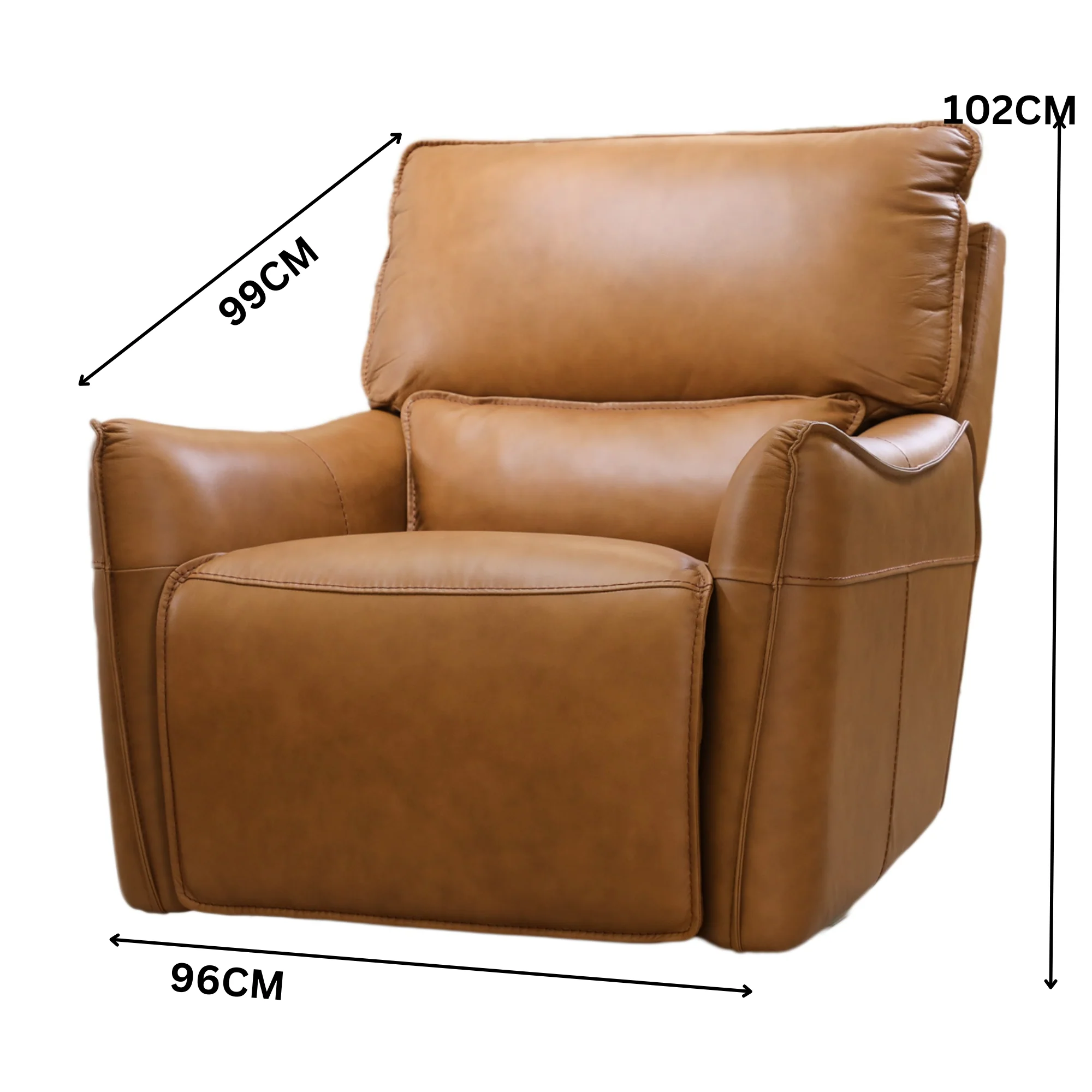 Simon 1 Seater Electric Powered Recliner Sofa Lounge Tan - Image 3