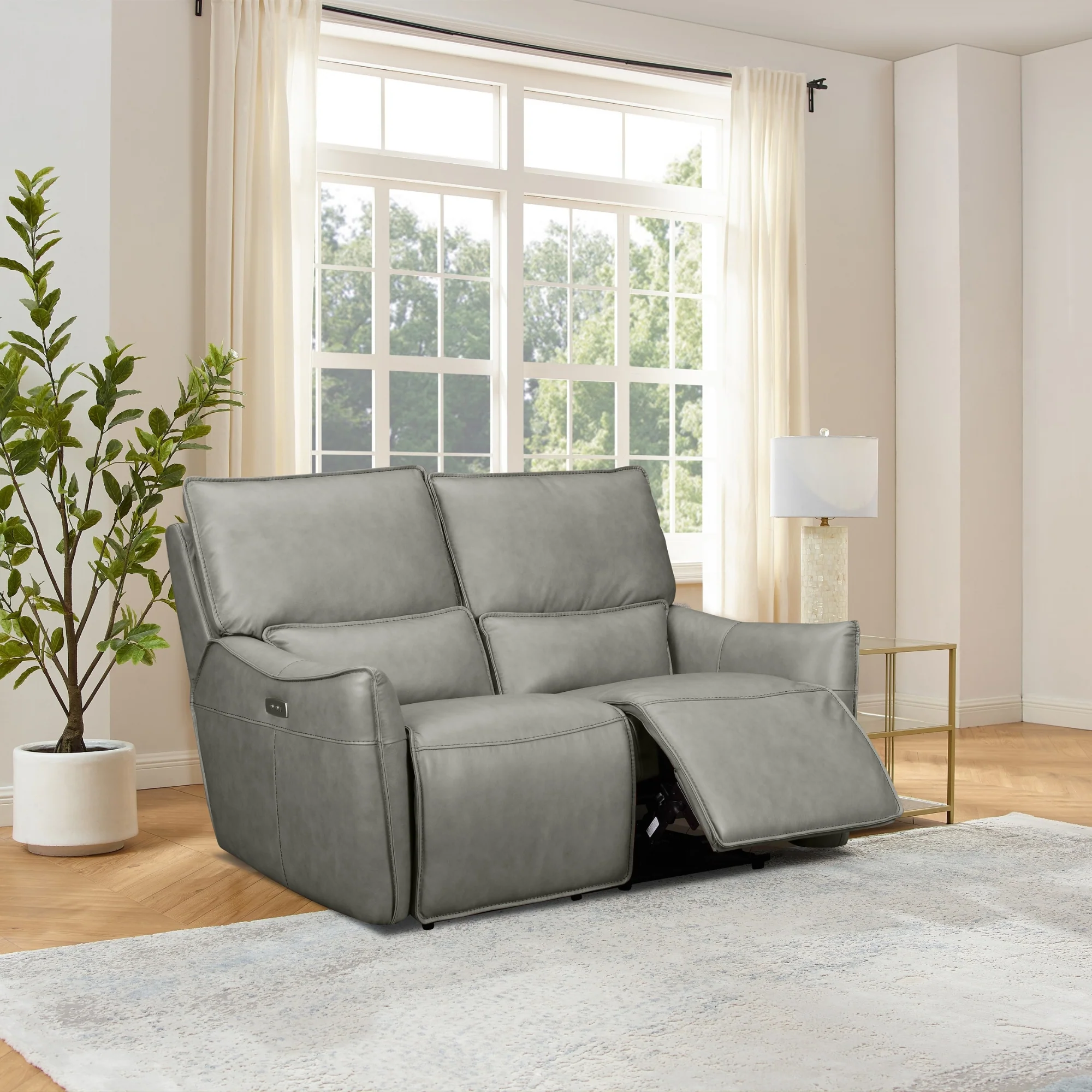 Simon 2 Seater Electric Powered Recliner Sofa Lounge Grey - Image 2