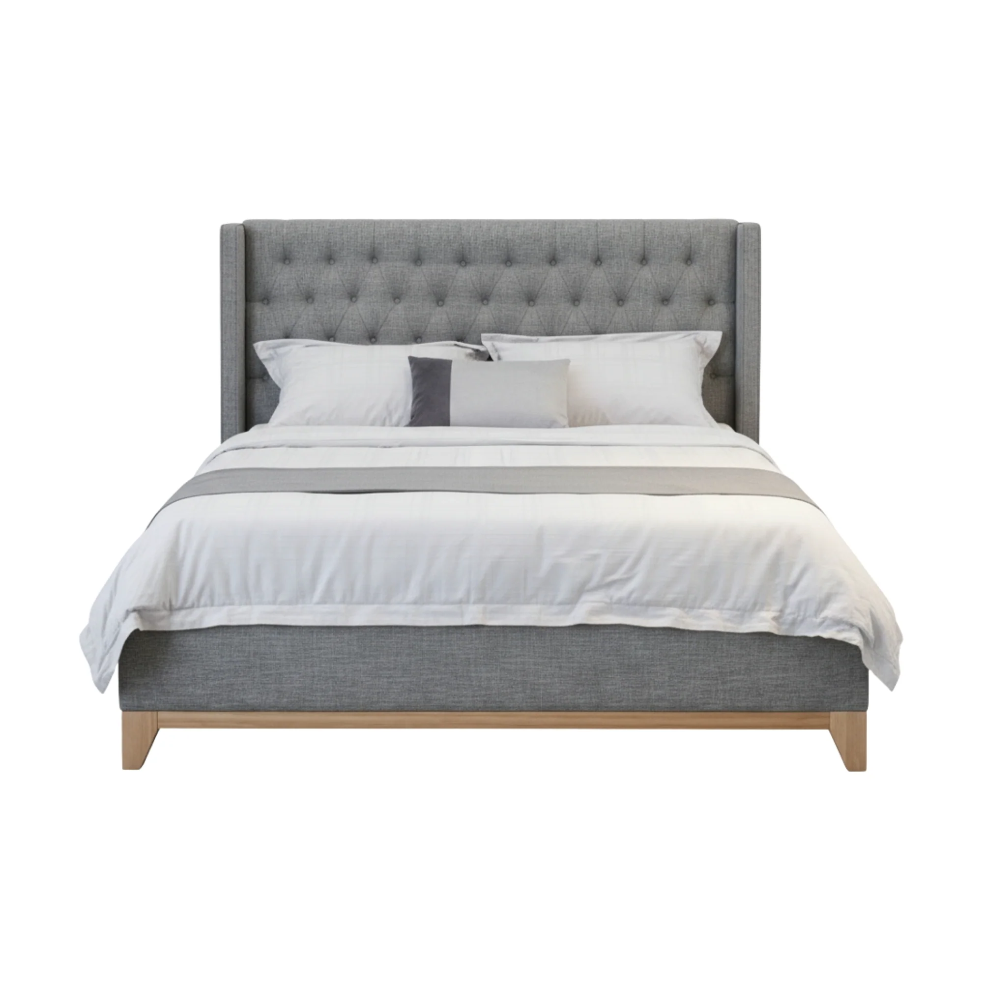 Skandinav Double Bed Frame Buttoned Head Storm Grey - Image 2