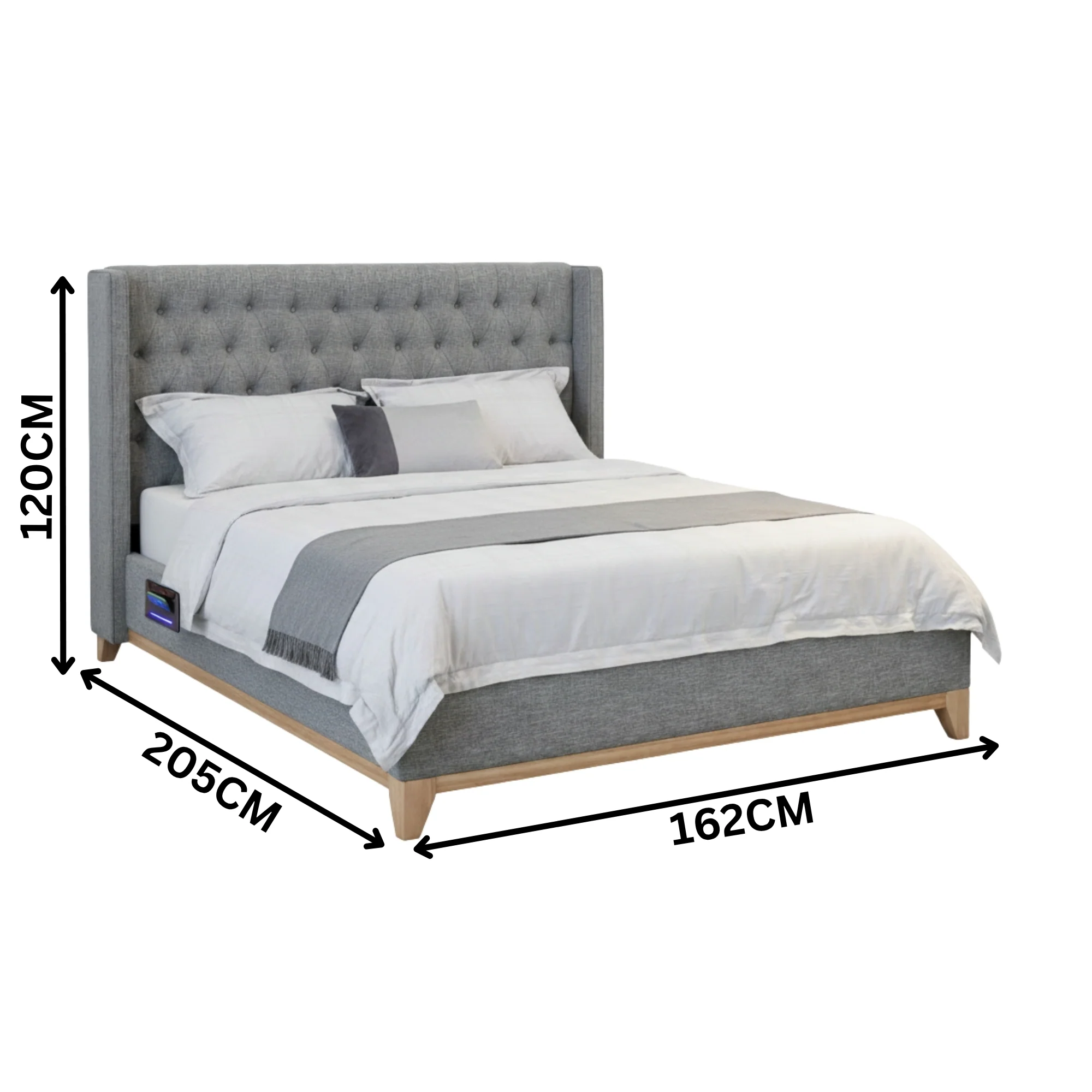 Skandinav Double Bed Frame Buttoned Head Storm Grey - Image 4