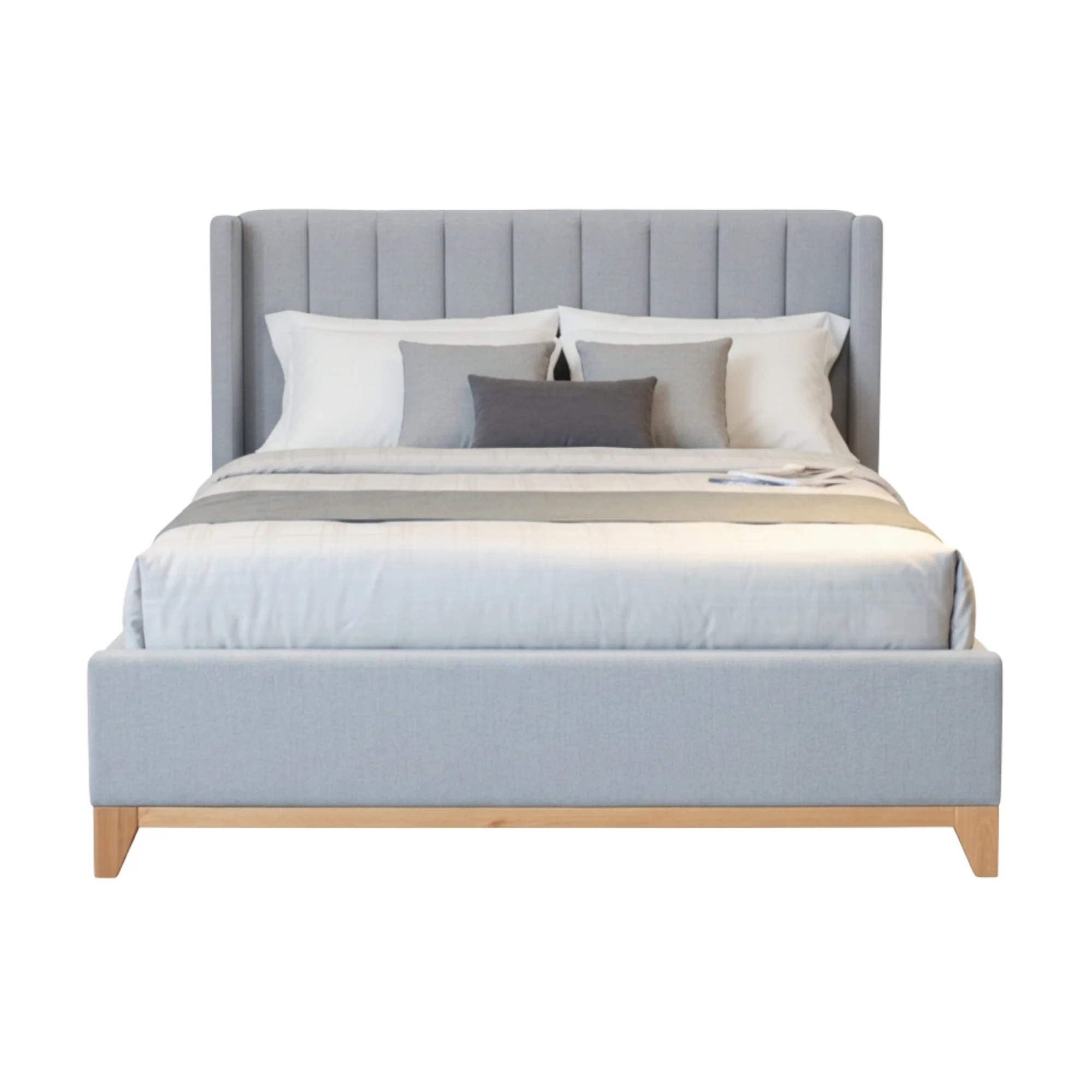 Skandinav Double Bed Frame Light Grey - Image 2