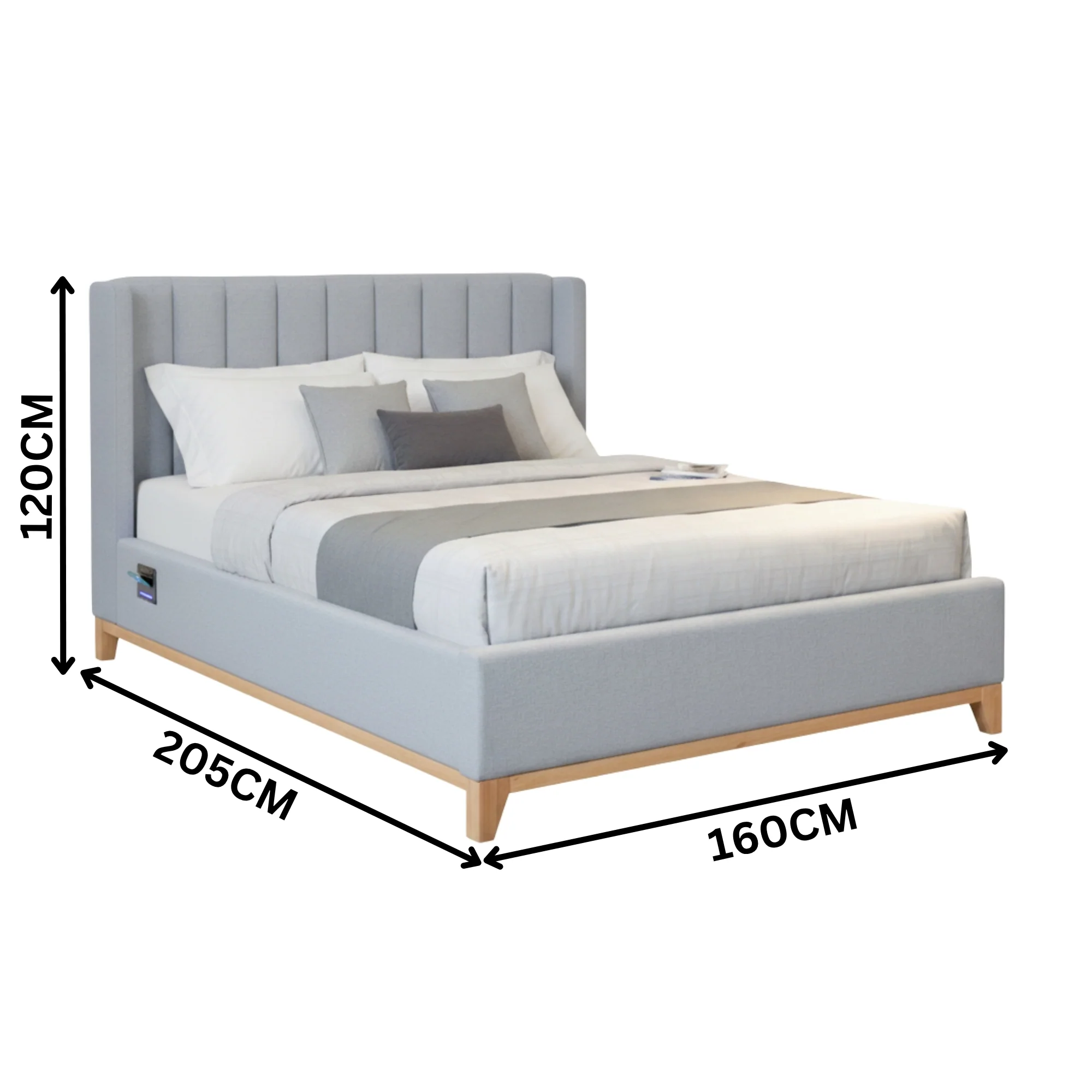 Skandinav Double Bed Frame Light Grey - Image 4